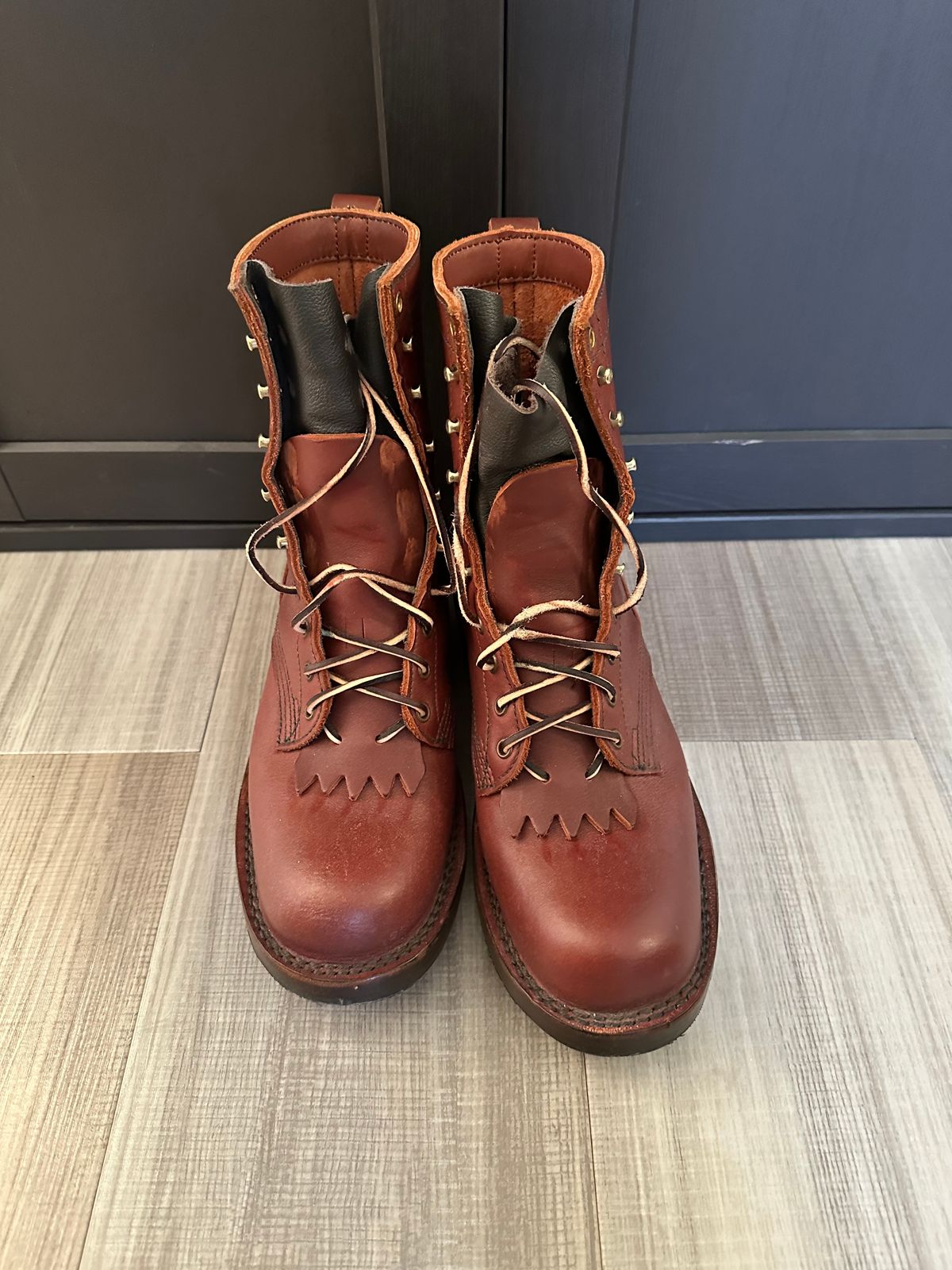 Photo by n_1n on February 5, 2025 of the JK Boots Harvester in Seidel Redwood Oil Tan.