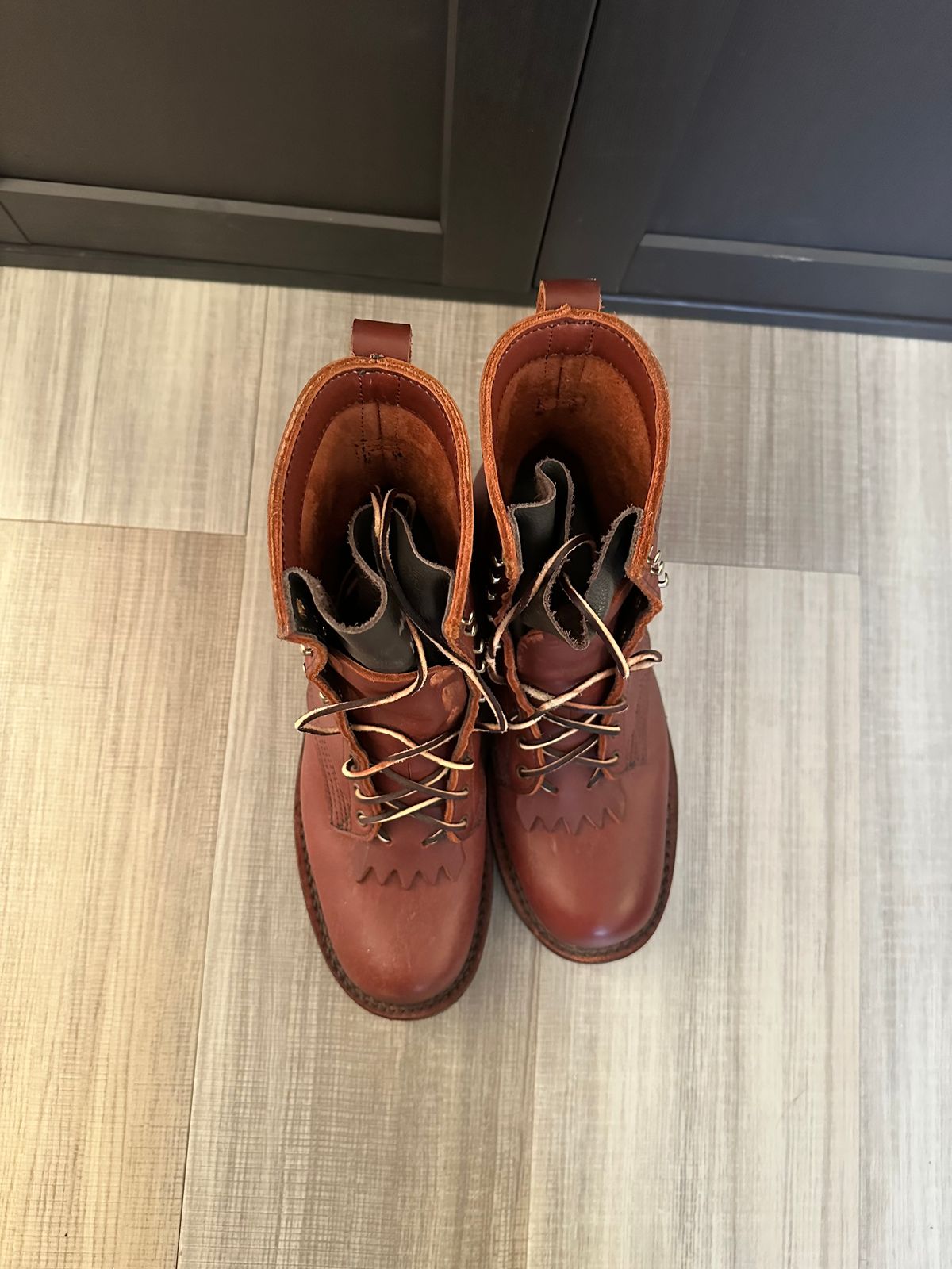Photo by n_1n on February 5, 2025 of the JK Boots Harvester in Seidel Redwood Oil Tan.