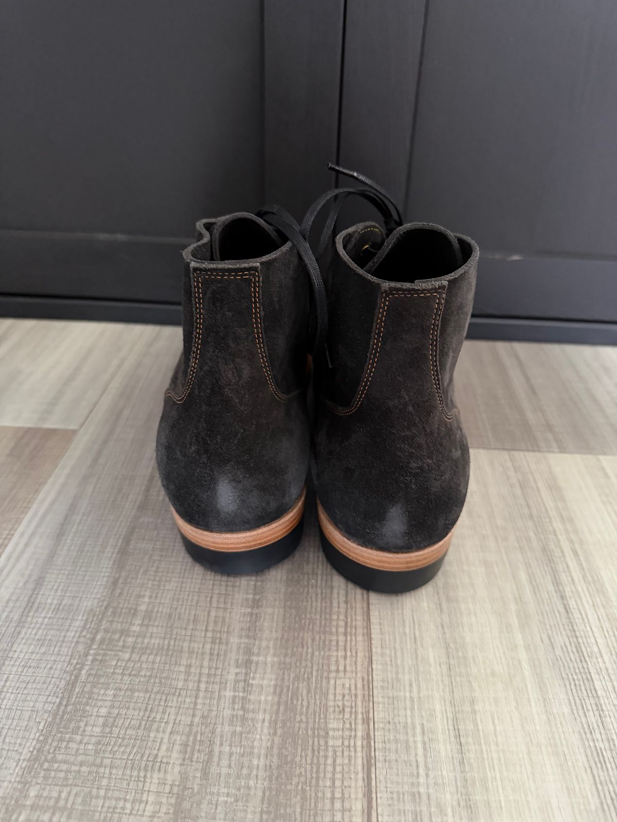 Photo by n_1n on October 1, 2025 of the Iron Boots The Great Escape in C.F. Stead Dark Gray Kudu Reverse.