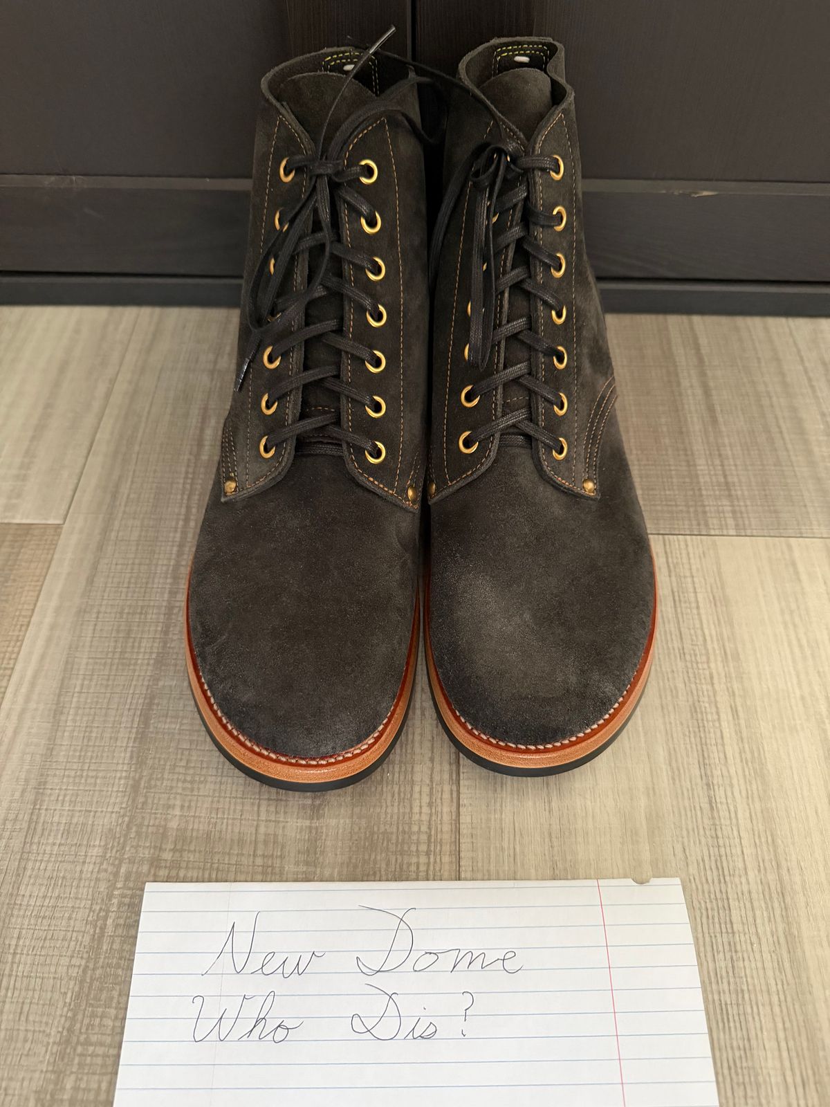 Photo by n_1n on October 1, 2025 of the Iron Boots The Great Escape in C.F. Stead Dark Gray Kudu Reverse.