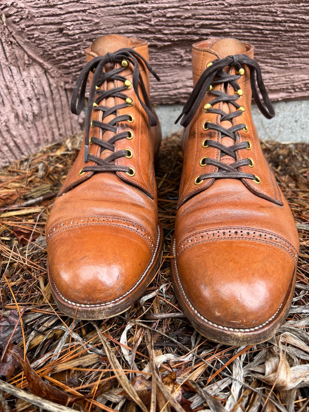 Photo by cronmok on April 1, 2023 of the Iron Boots Devil Dog in Maryam Washed Natural Horsefront.