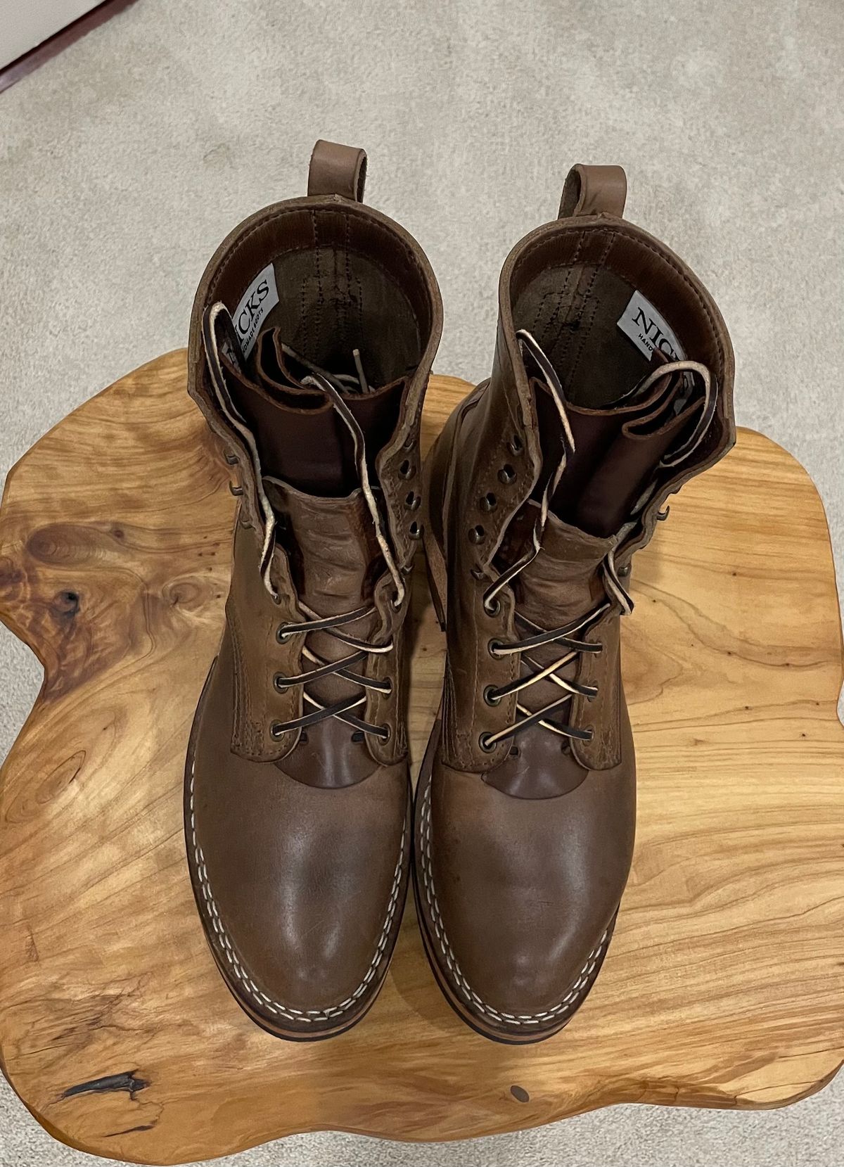 Photo by affa43 on December 6, 2023 of the Nicks Packer in Horween Natural Chromexcel.