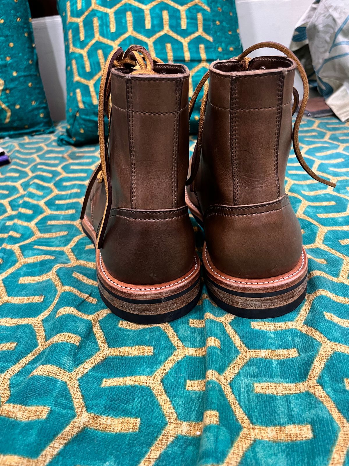 Photo by Deadshot on October 1, 2023 of the Oak Street Bootmakers Trench Boot in Horween Natural Chromexcel.