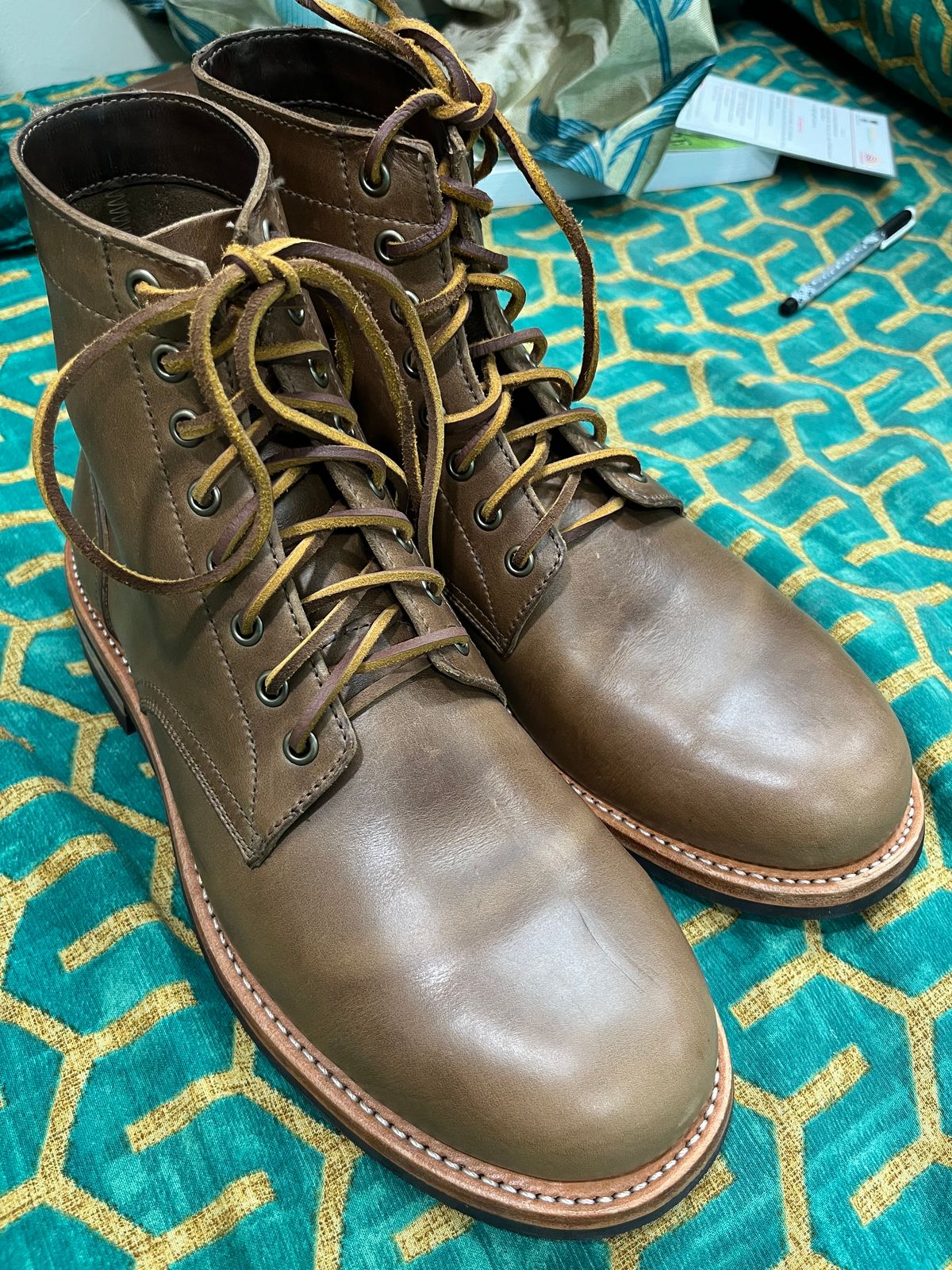Photo by Deadshot on October 1, 2023 of the Oak Street Bootmakers Trench Boot in Horween Natural Chromexcel.