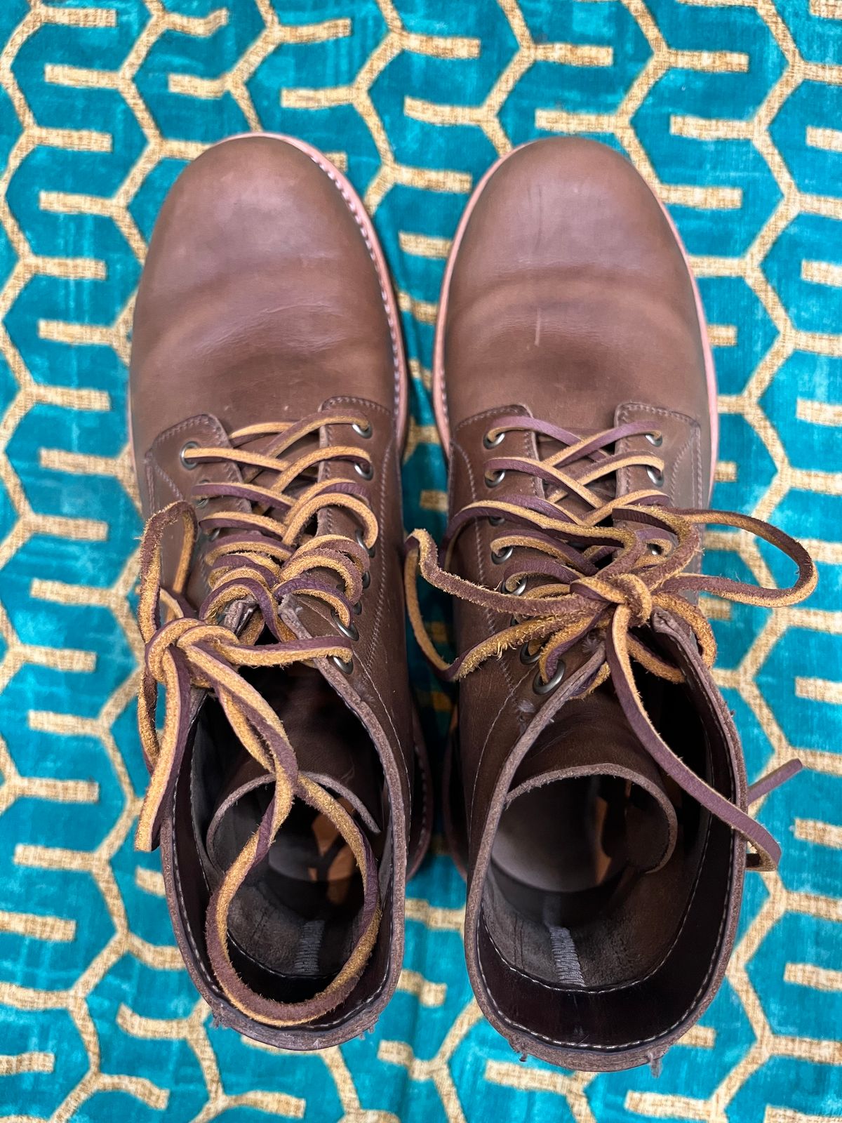 Photo by Deadshot on October 1, 2023 of the Oak Street Bootmakers Trench Boot in Horween Natural Chromexcel.