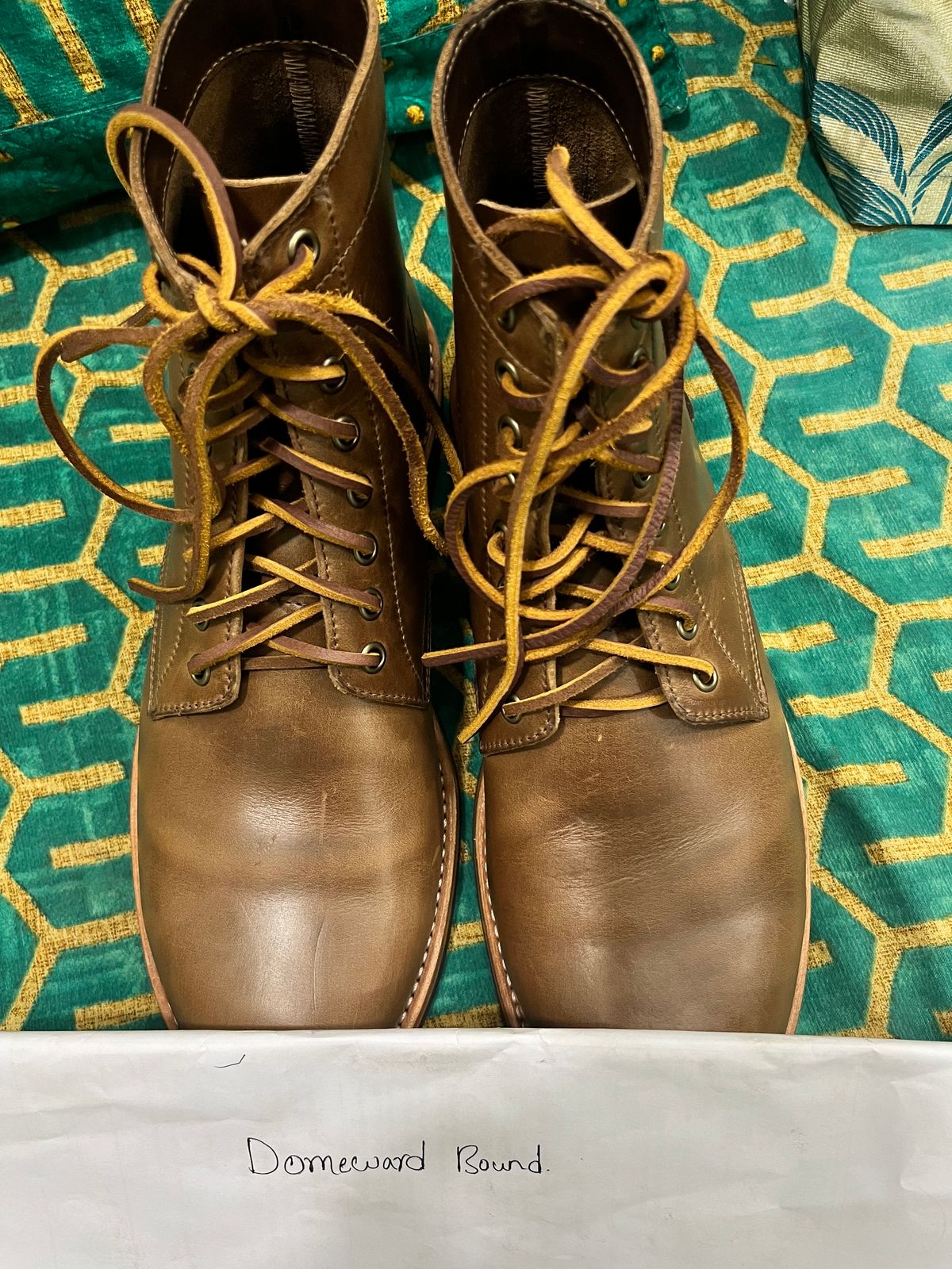 Photo by Deadshot on October 1, 2023 of the Oak Street Bootmakers Trench Boot in Horween Natural Chromexcel.