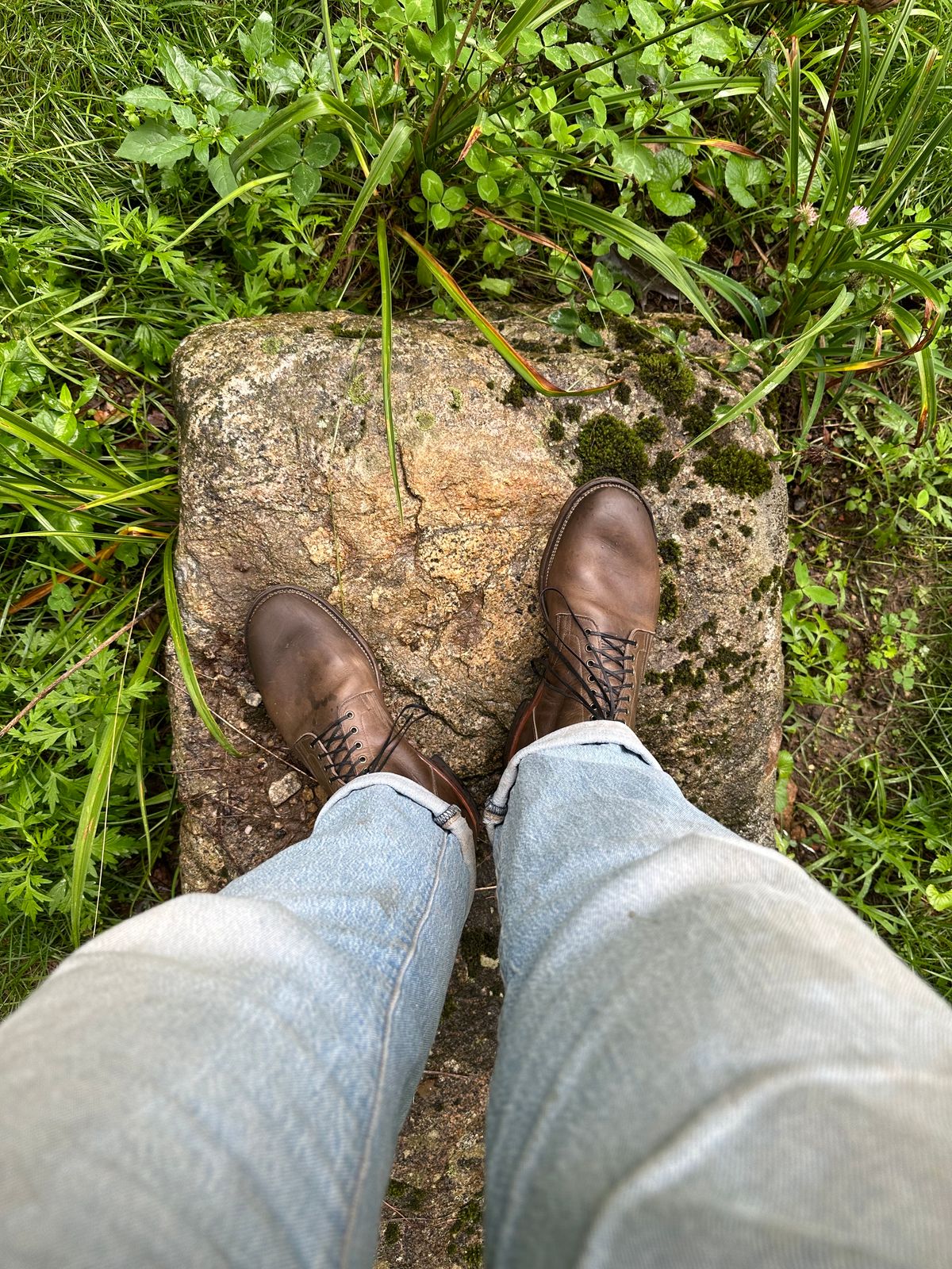 Photo by Mr.Baddie on September 13, 2023 of the Viberg Service Boot in C.F. Stead Classic Grey Oiled Culatta.