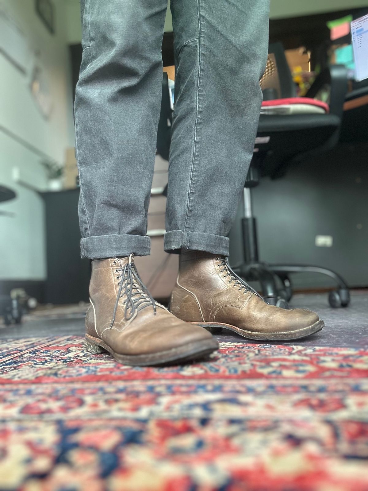 Photo by Mr.Baddie on August 27, 2024 of the Viberg Service Boot in C.F. Stead Classic Grey Oiled Culatta.