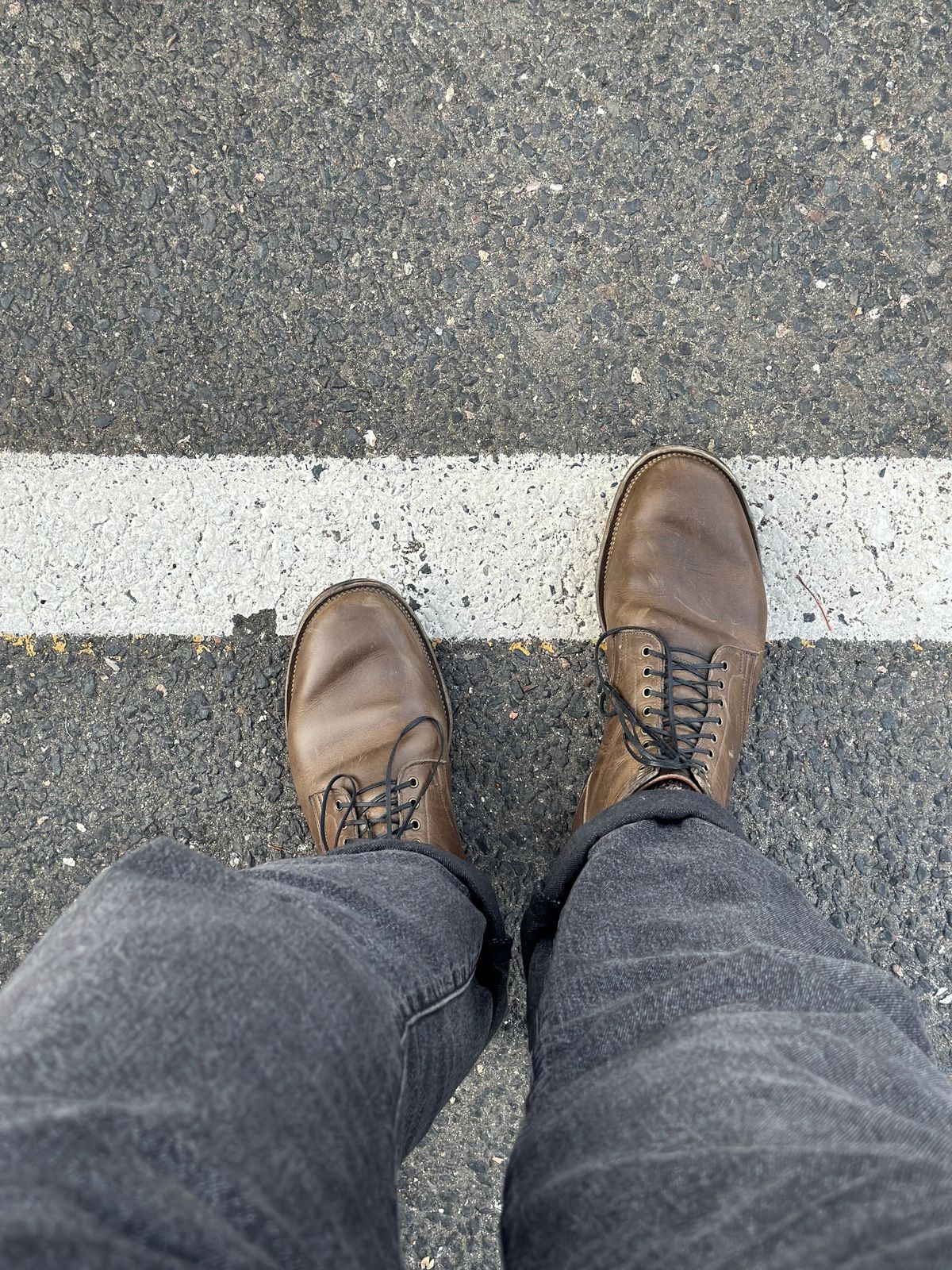 Photo by Mr.Baddie on November 4, 2023 of the Viberg Service Boot in C.F. Stead Classic Grey Oiled Culatta.