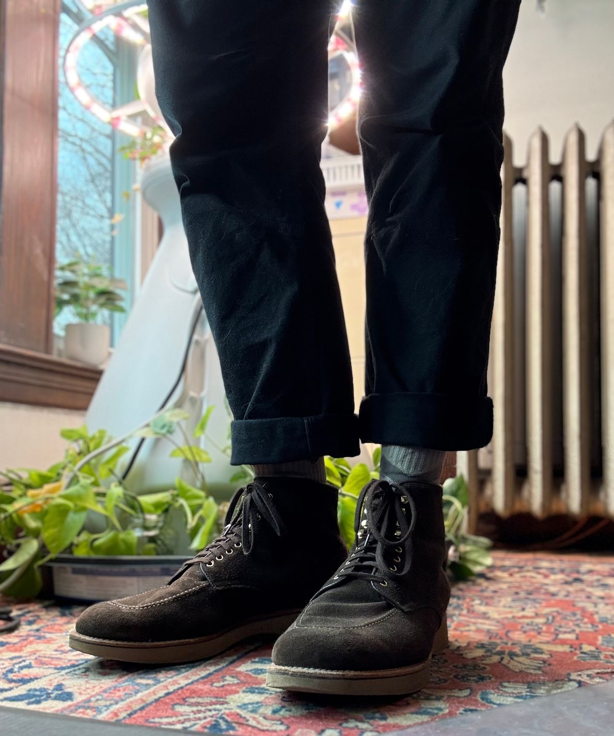 Photo by Mr.Baddie on March 25, 2025 of the Alden Lombard in C.F. Stead Loden Janus Calf Suede.