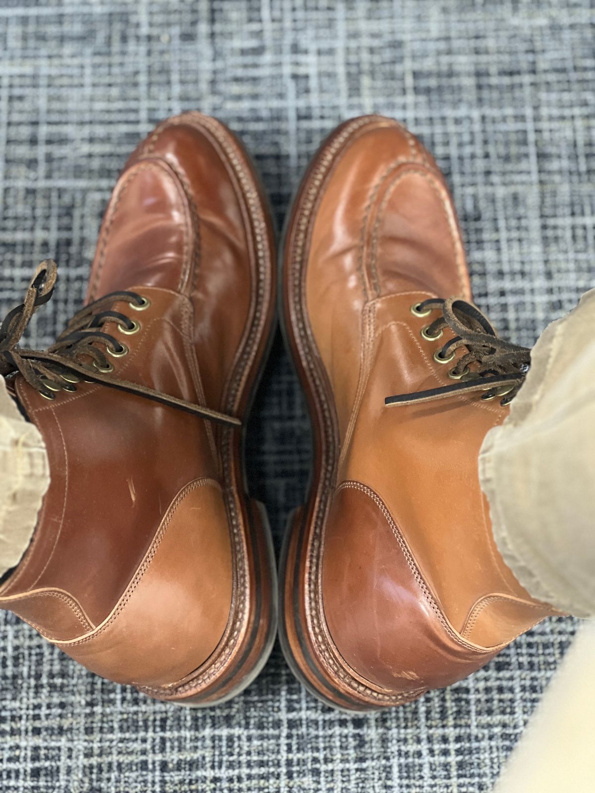 Photo by nothomeatl on October 10, 2022 of the Grant Stone Ottawa Boot in Horween Honey Glazed Shell Cordovan.