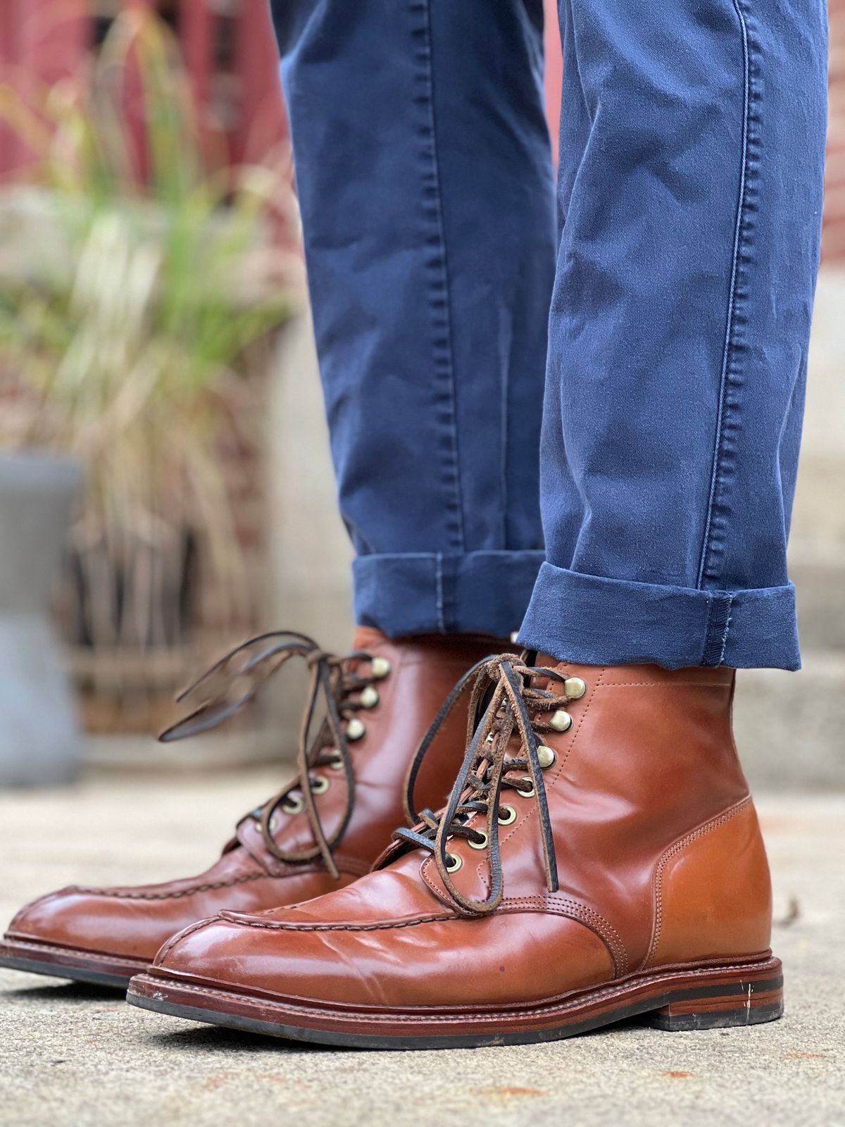 Photo by nothomeatl on November 5, 2022 of the Grant Stone Ottawa Boot in Horween Honey Glazed Shell Cordovan.
