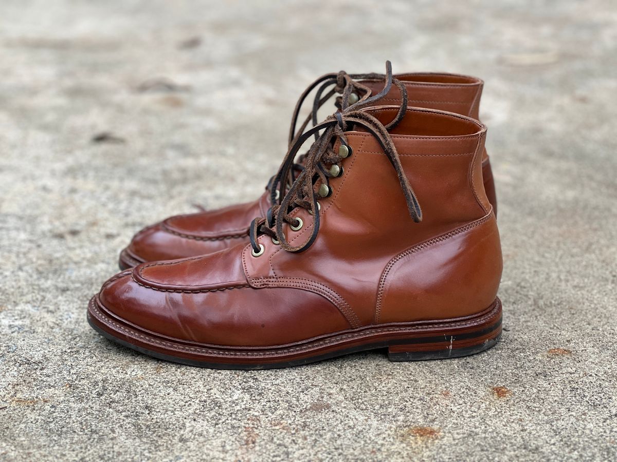 Photo by nothomeatl on November 5, 2022 of the Grant Stone Ottawa Boot in Horween Honey Glazed Shell Cordovan.