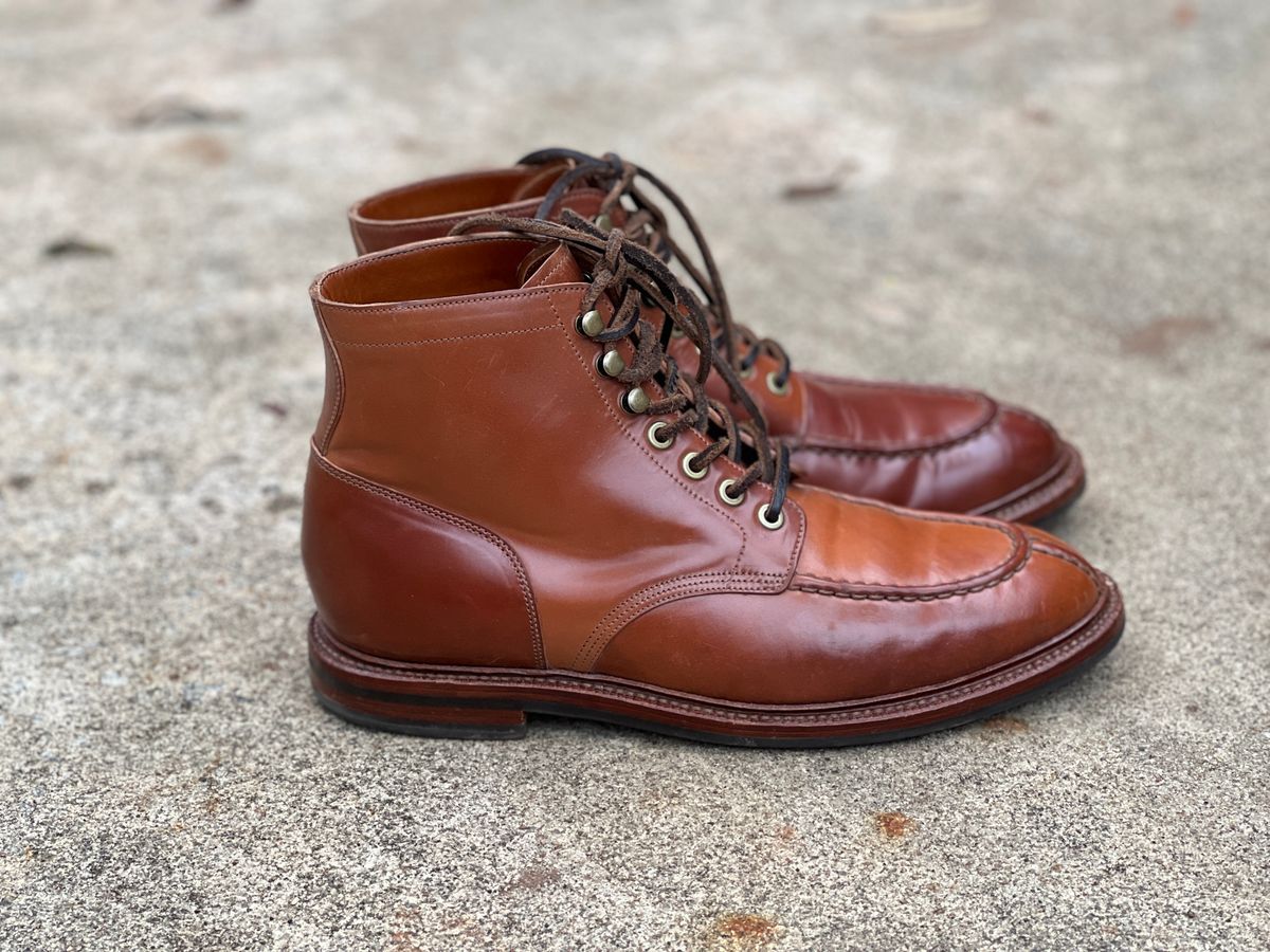 Photo by nothomeatl on November 5, 2022 of the Grant Stone Ottawa Boot in Horween Honey Glazed Shell Cordovan.