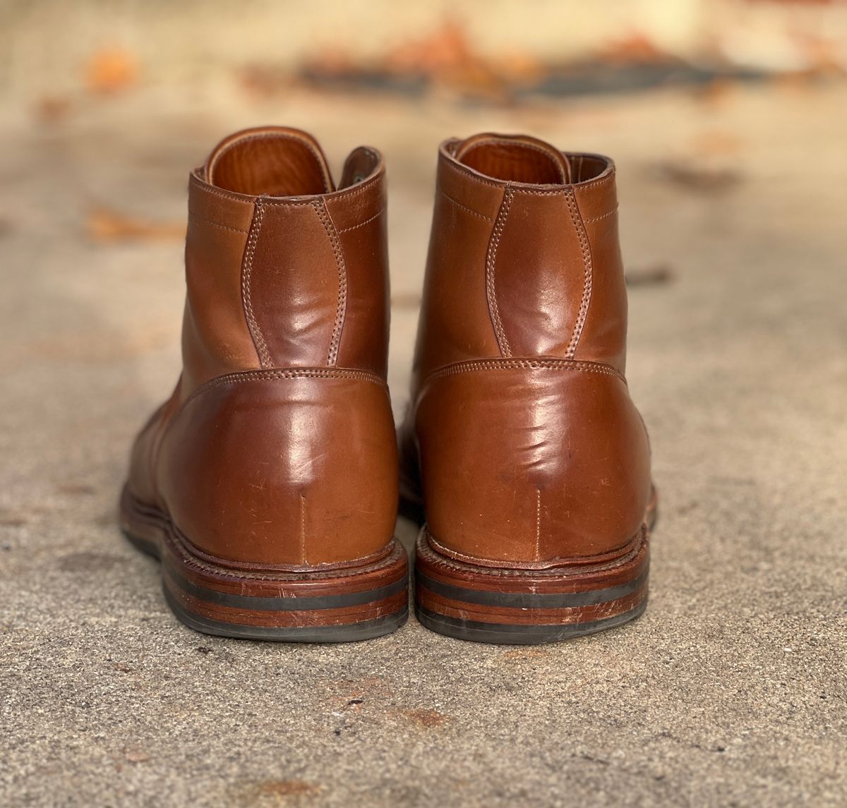 Photo by nothomeatl on December 4, 2022 of the Grant Stone Ottawa Boot in Horween Honey Glazed Shell Cordovan.