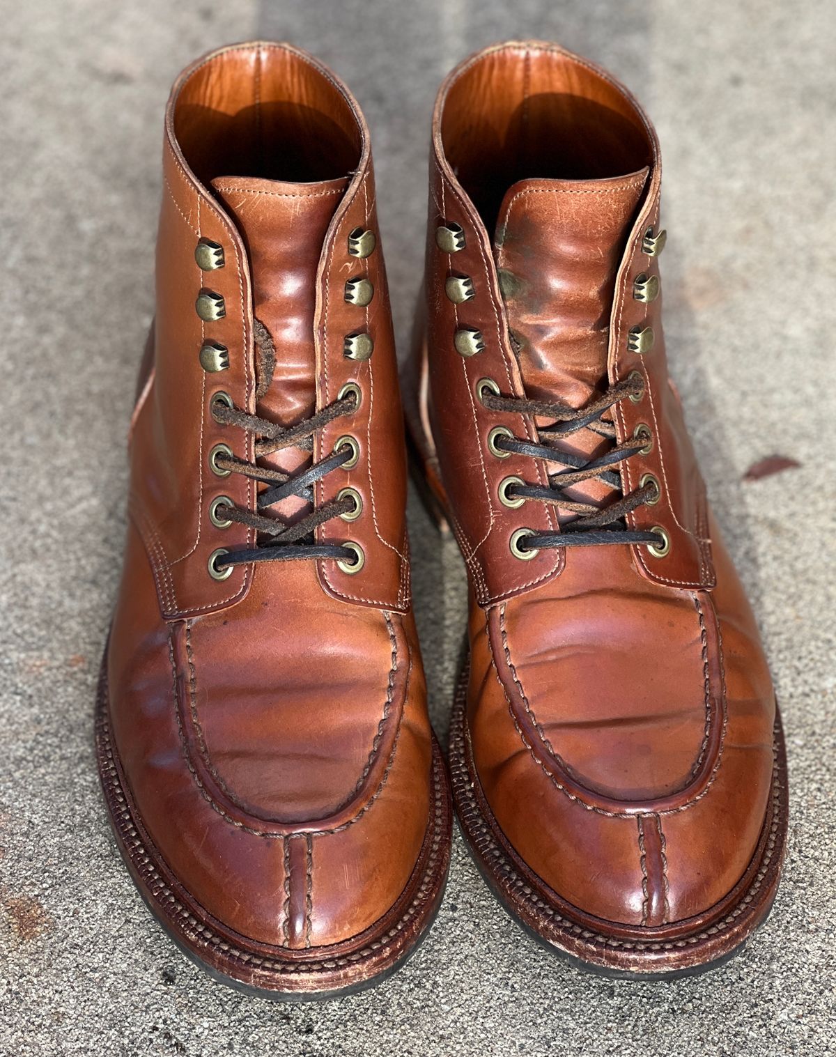 Photo by nothomeatl on December 4, 2022 of the Grant Stone Ottawa Boot in Horween Honey Glazed Shell Cordovan.