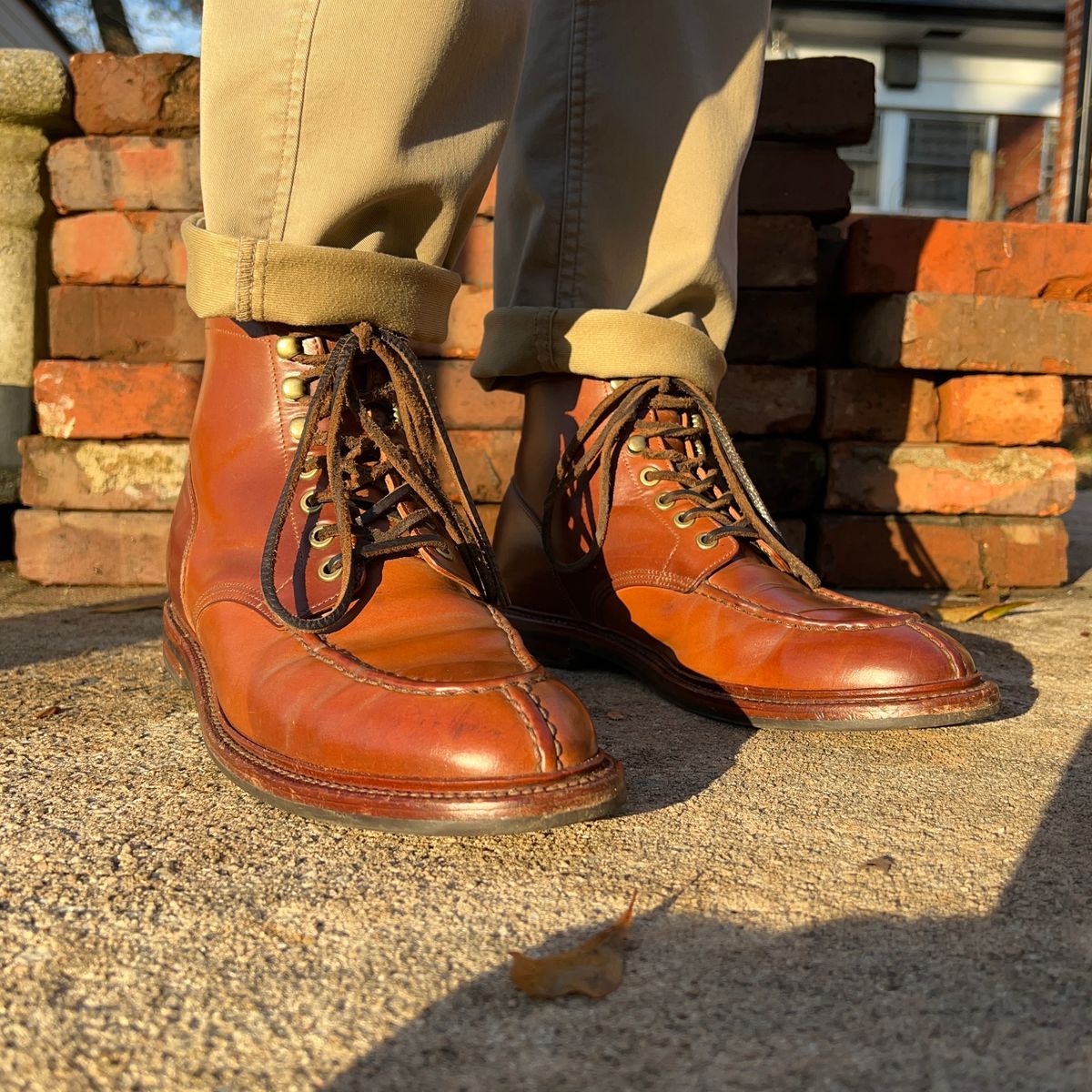 Photo by nothomeatl on January 5, 2023 of the Grant Stone Ottawa Boot in Horween Honey Glazed Shell Cordovan.