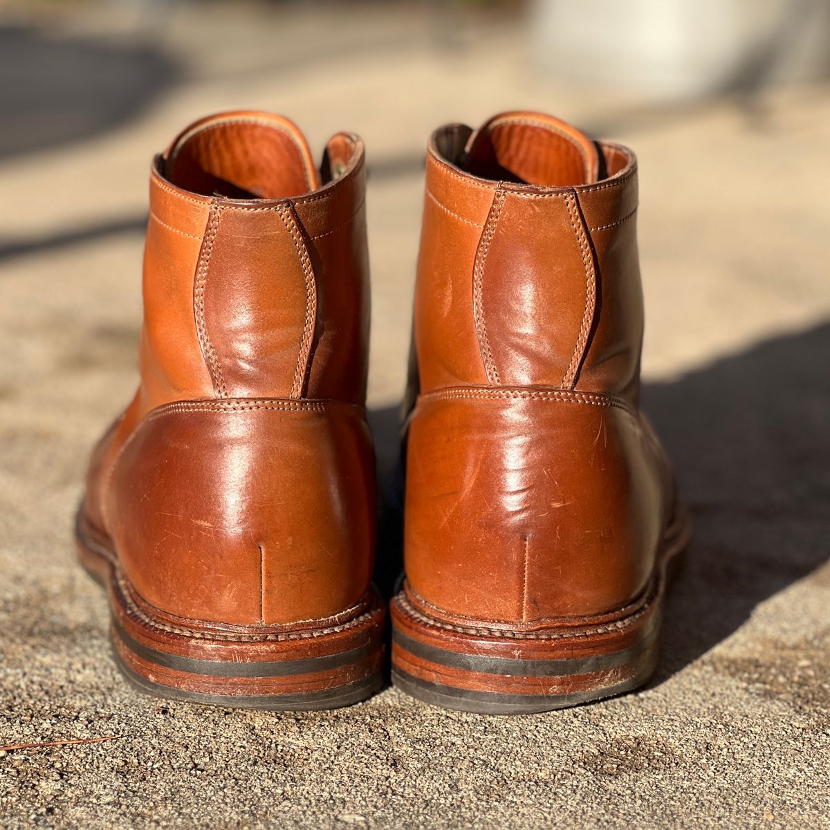 Photo by nothomeatl on February 3, 2023 of the Grant Stone Ottawa Boot in Horween Honey Glazed Shell Cordovan.