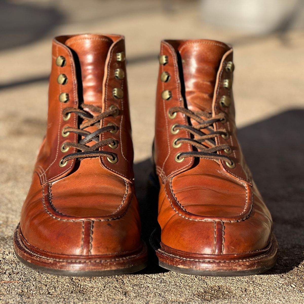 Photo by nothomeatl on February 3, 2023 of the Grant Stone Ottawa Boot in Horween Honey Glazed Shell Cordovan.