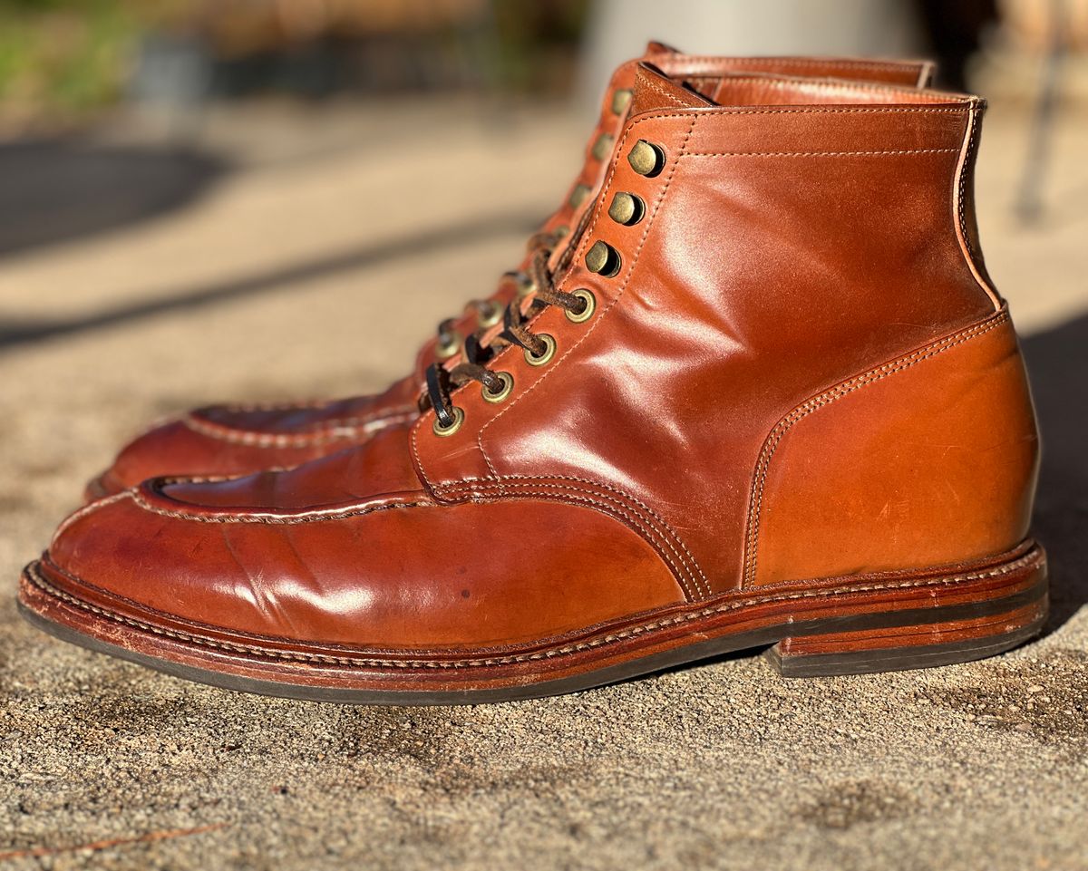 Photo by nothomeatl on February 3, 2023 of the Grant Stone Ottawa Boot in Horween Honey Glazed Shell Cordovan.