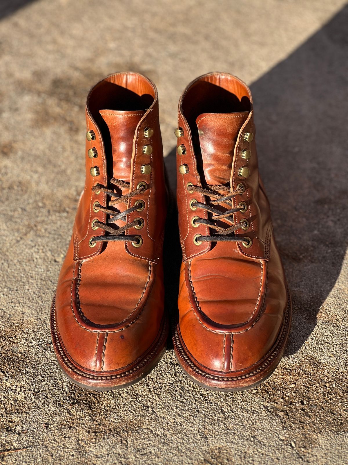 Photo by nothomeatl on February 3, 2023 of the Grant Stone Ottawa Boot in Horween Honey Glazed Shell Cordovan.