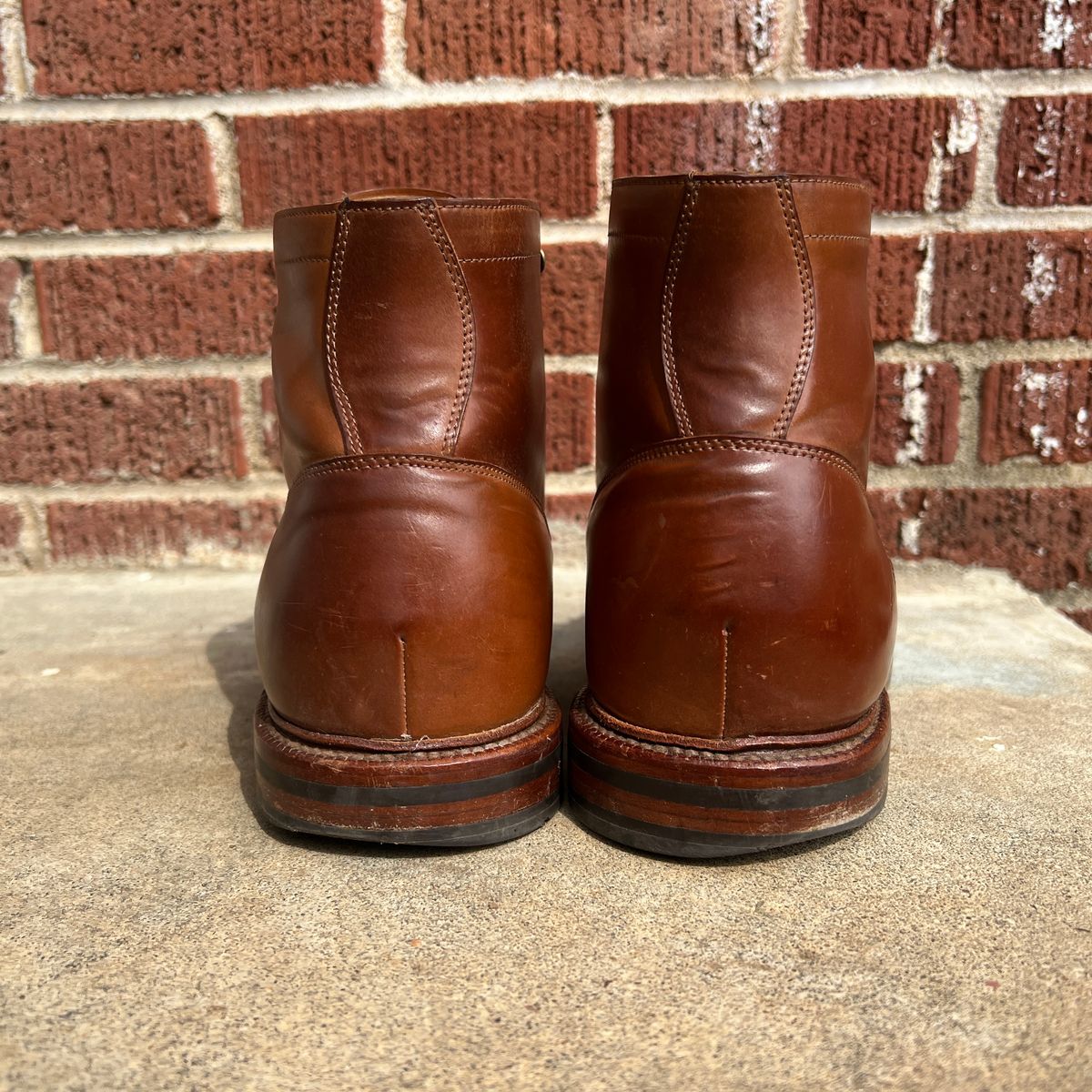 Photo by nothomeatl on March 1, 2023 of the Grant Stone Ottawa Boot in Horween Honey Glazed Shell Cordovan.