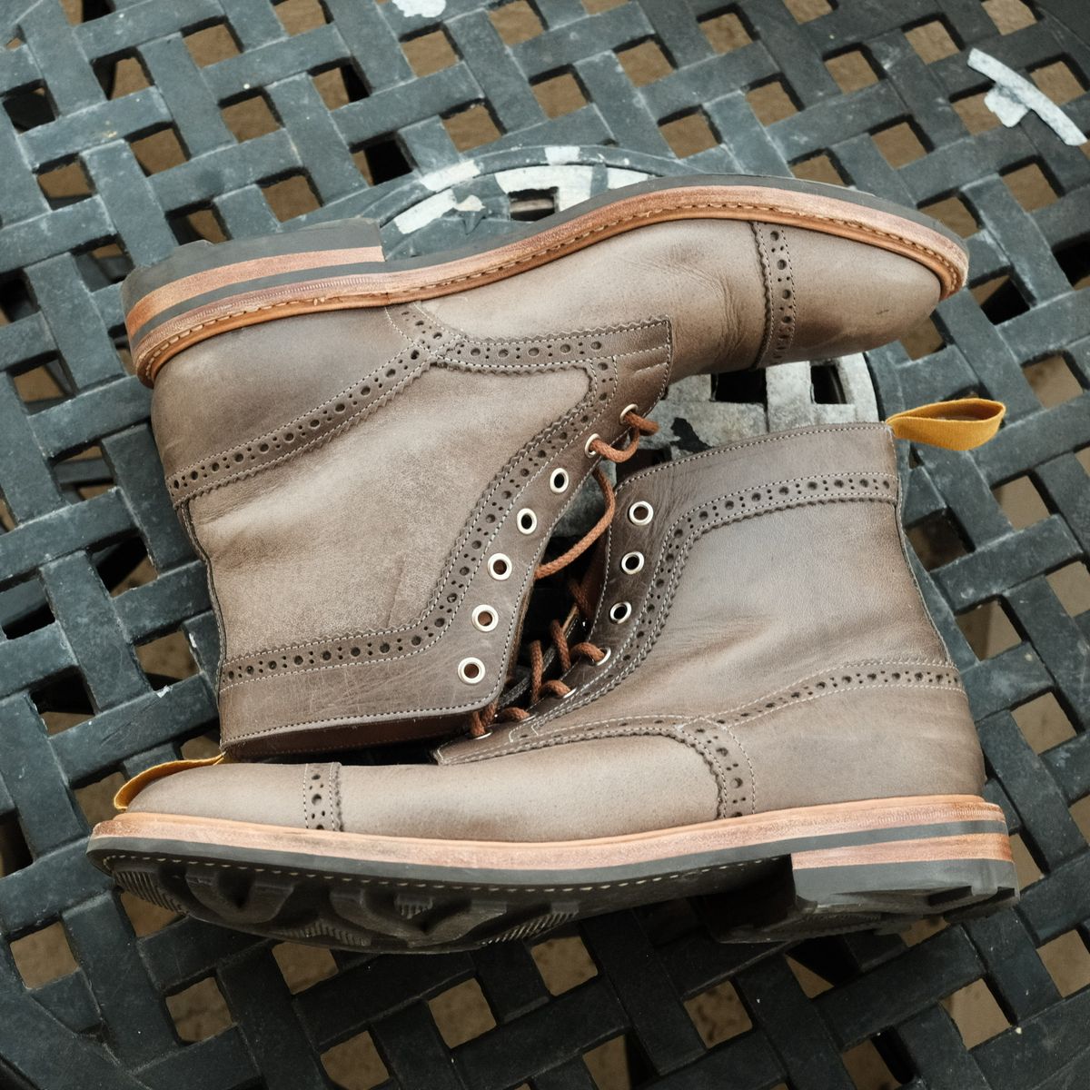 Photo by timothvn on November 5, 2023 of the Tricker's x Division Road Eaton Boot in Horween Timber Wolf Dublin.