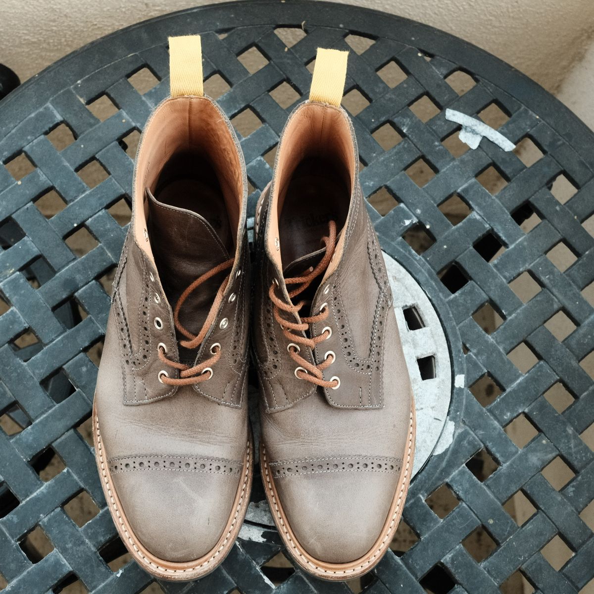 Photo by timothvn on November 5, 2023 of the Tricker's x Division Road Eaton Boot in Horween Timber Wolf Dublin.