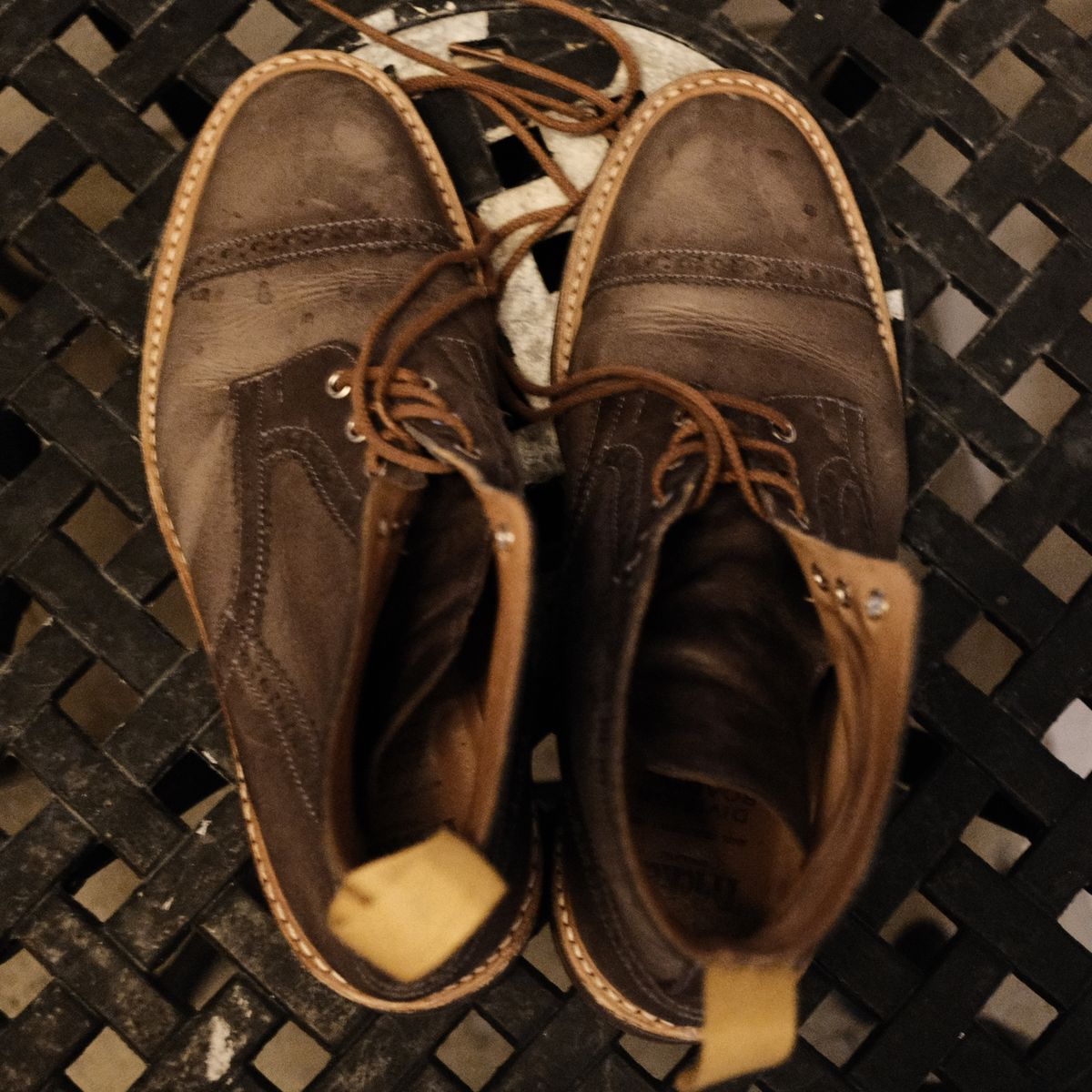 Photo by timothvn on December 6, 2023 of the Tricker's x Division Road Eaton Boot in Horween Timber Wolf Dublin.