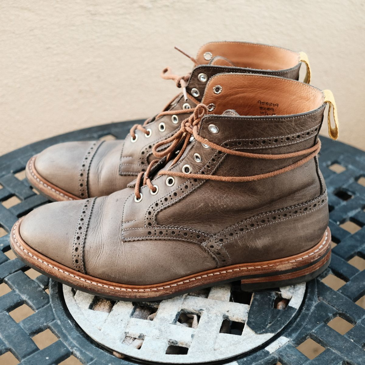 Photo by timothvn on January 6, 2024 of the Tricker's x Division Road Eaton Boot in Horween Timber Wolf Dublin.