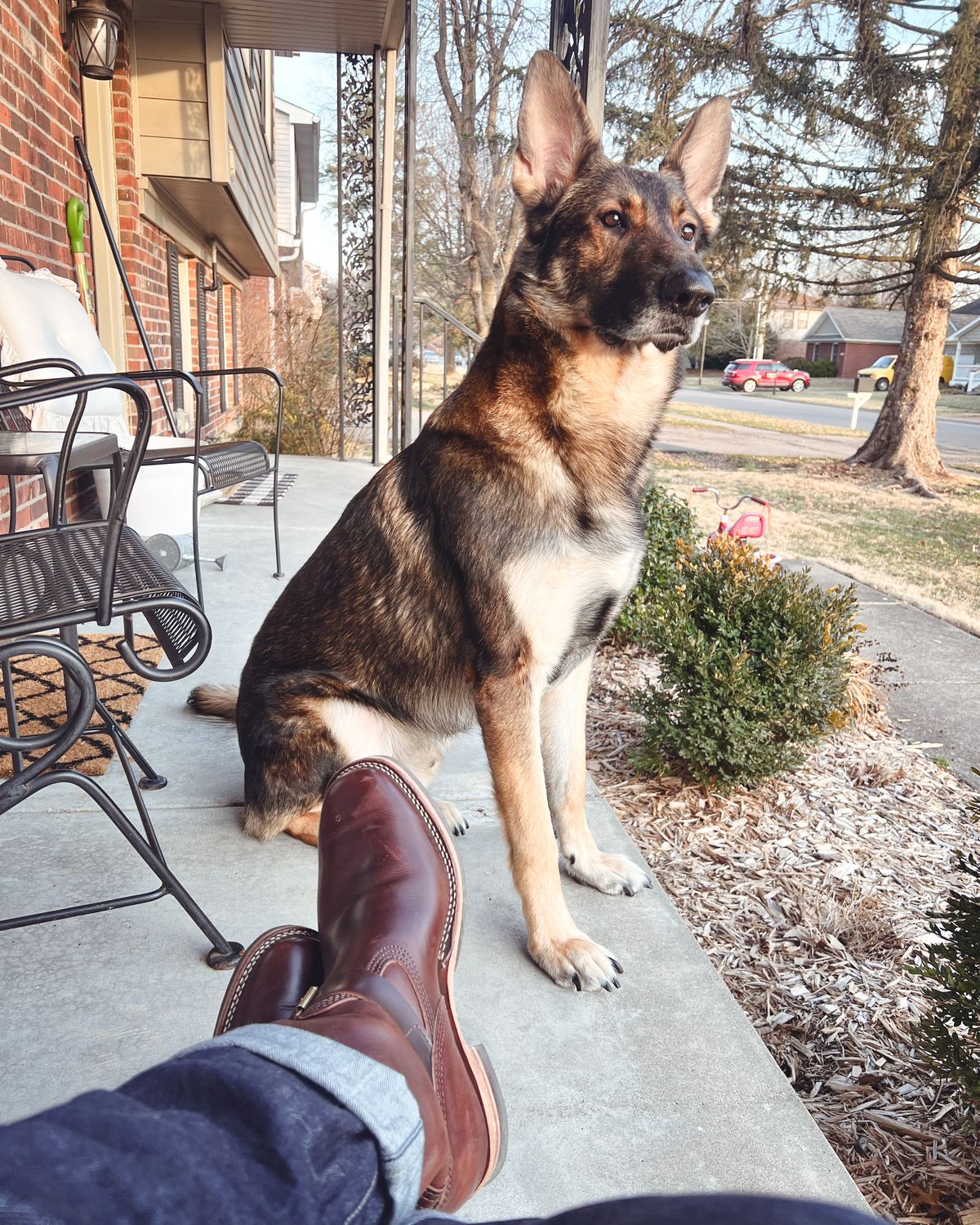 Photo by Blakemore on March 1, 2022 of the Wesco Mister Lou in Horween Brown Chromexcel.