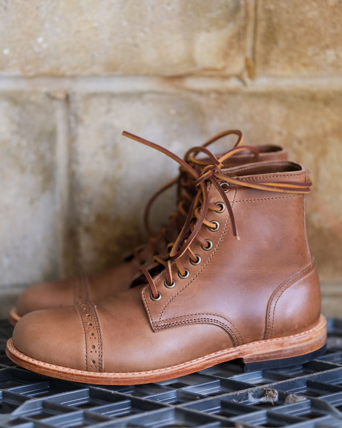 Photo by jamesontisch on October 1, 2023 of the Oak Street Bootmakers Trench Boot in Horween Natural Chromexcel.
