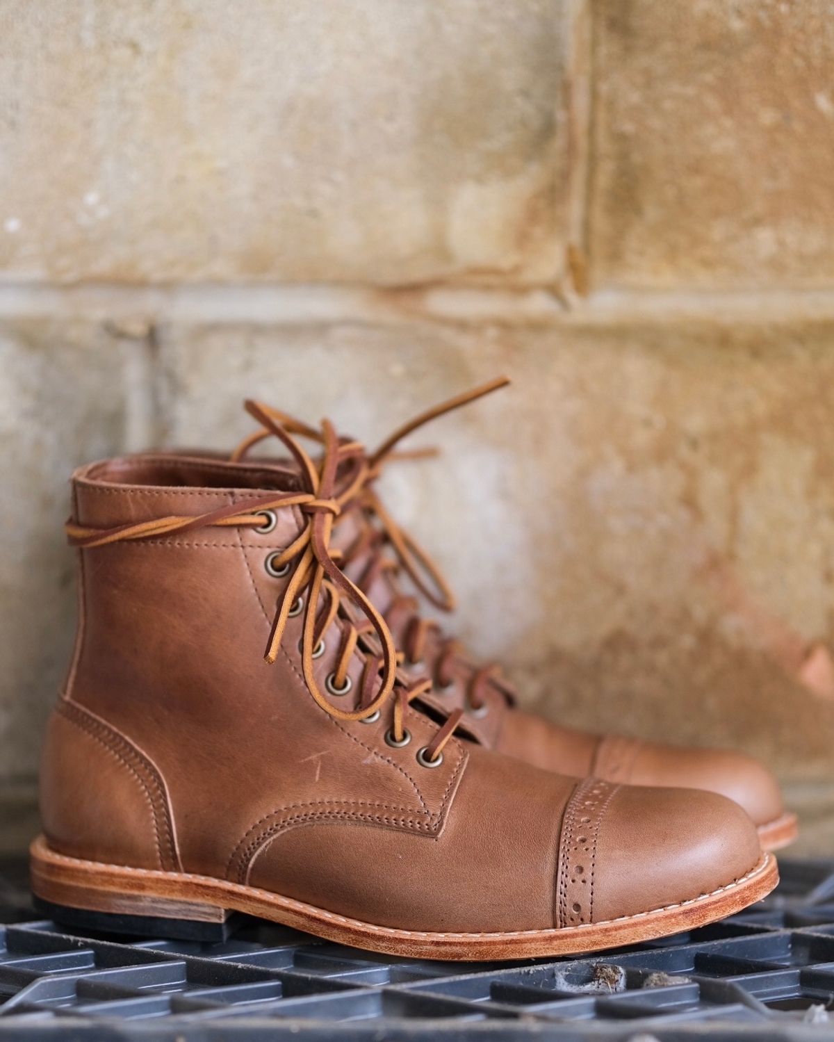 Photo by jamesontisch on October 1, 2023 of the Oak Street Bootmakers Trench Boot in Horween Natural Chromexcel.