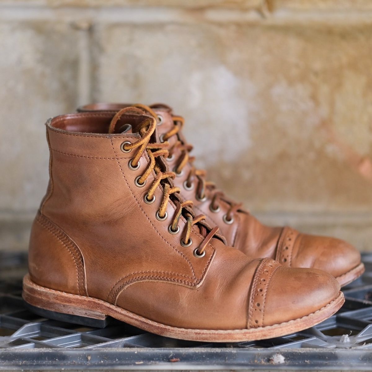Photo by jamesontisch on November 4, 2023 of the Oak Street Bootmakers Trench Boot in Horween Natural Chromexcel.