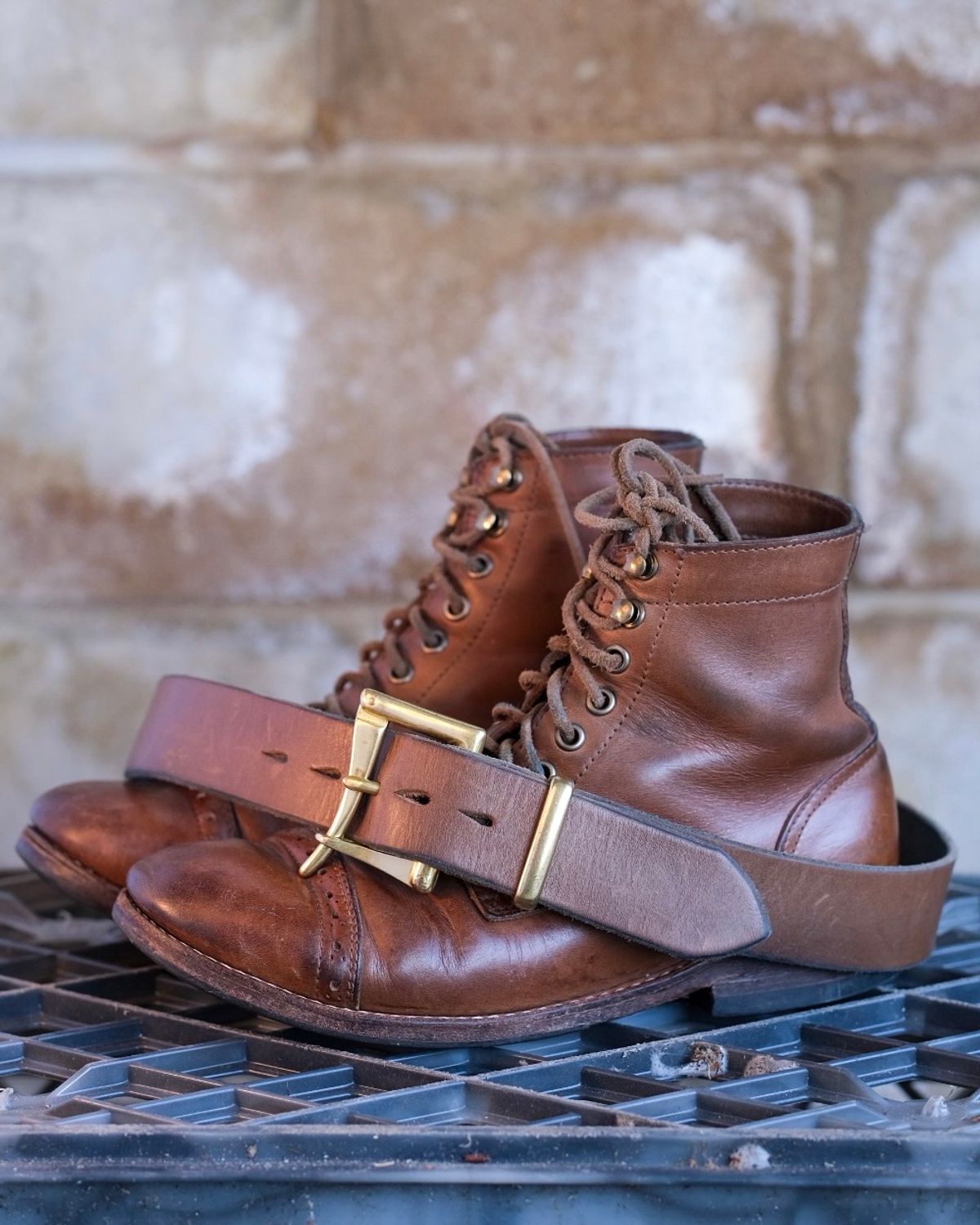 Photo by jamesontisch on April 3, 2024 of the Oak Street Bootmakers Trench Boot in Horween Natural Chromexcel.