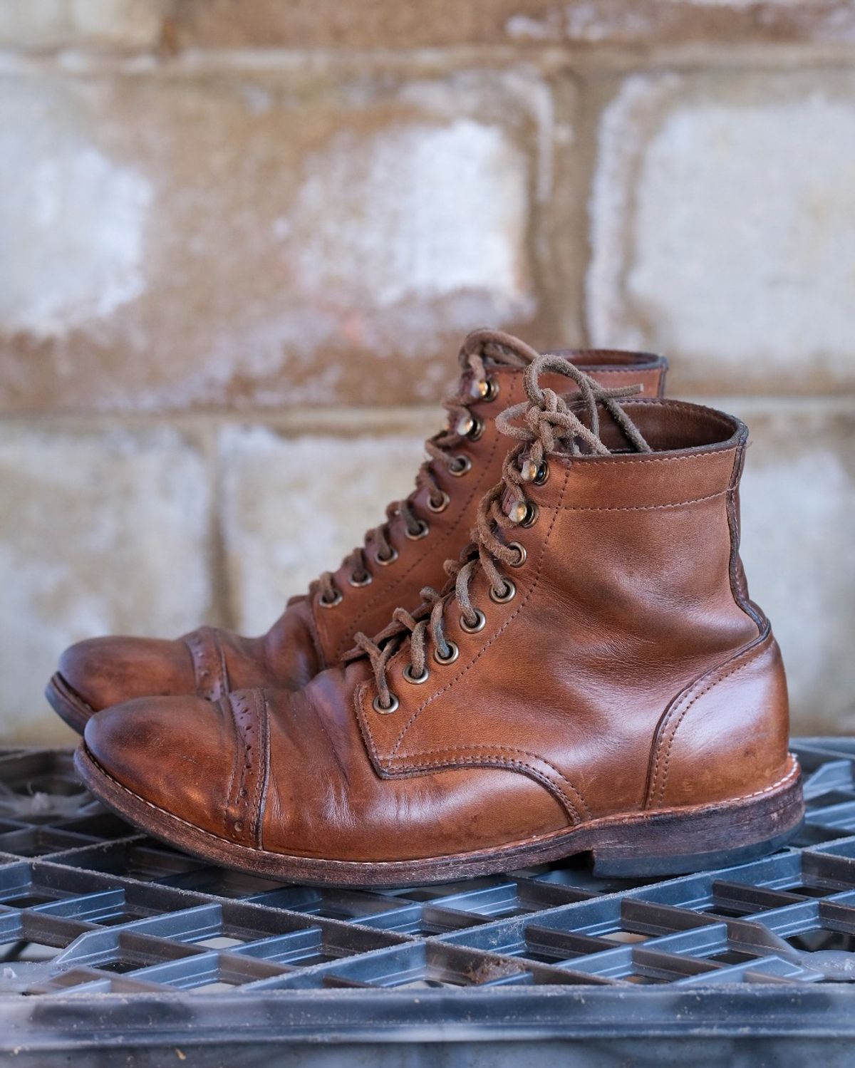 Photo by jamesontisch on April 3, 2024 of the Oak Street Bootmakers Trench Boot in Horween Natural Chromexcel.
