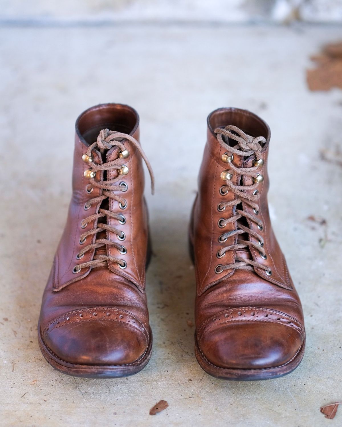 Photo by jamesontisch on April 3, 2024 of the Oak Street Bootmakers Trench Boot in Horween Natural Chromexcel.