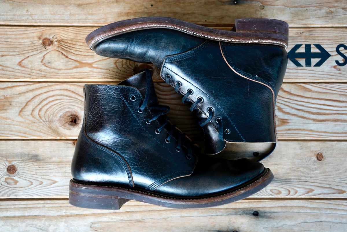 Photo by palletshots on February 4, 2024 of the John Lofgren M-43 Service Shoes in Shinki Black Teacore Horsebutt.