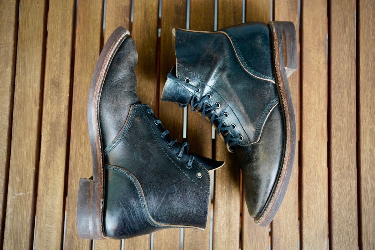 Photo by palletshots on March 1, 2024 of the John Lofgren M-43 Service Shoes in Shinki Black Teacore Horsebutt.