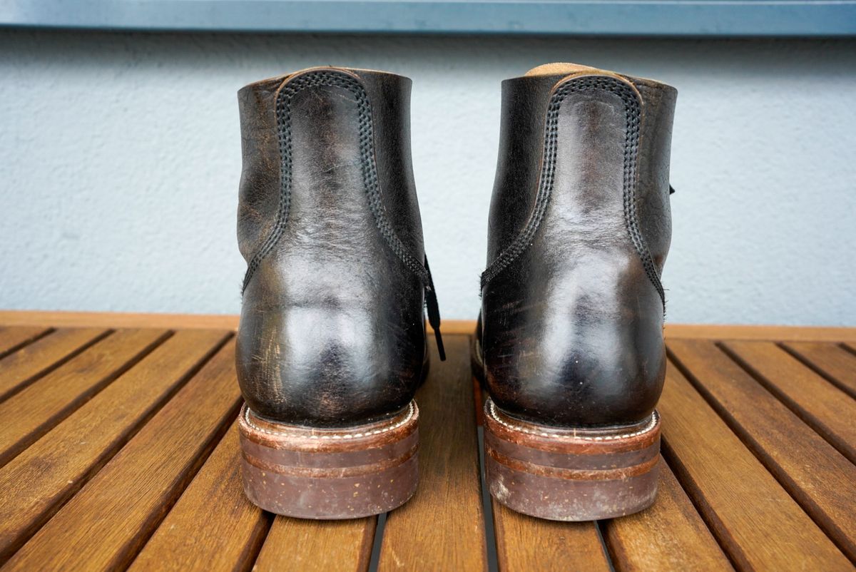 Photo by palletshots on April 1, 2024 of the John Lofgren M-43 Service Shoes in Shinki Black Teacore Horsebutt.