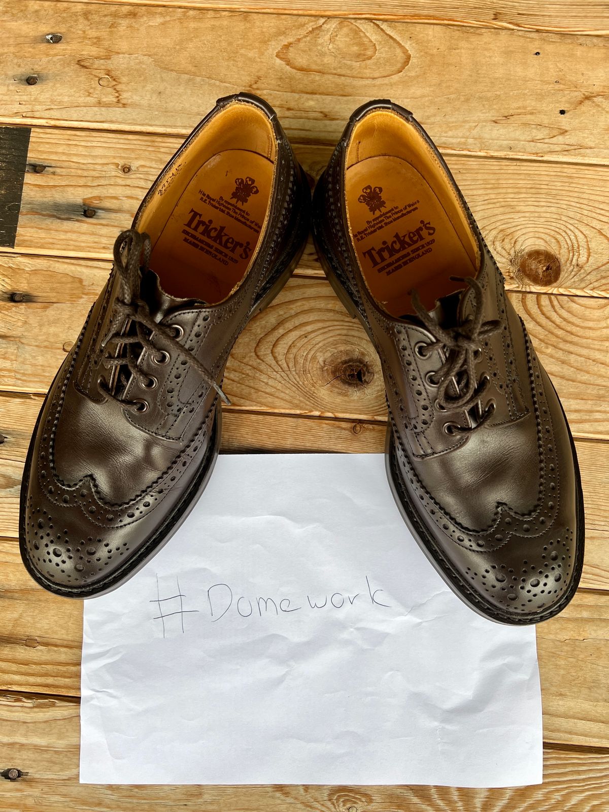 Photo by palletshots on October 1, 2022 of the Tricker's Bourton Country Shoe in Espresso Burnished Calf.