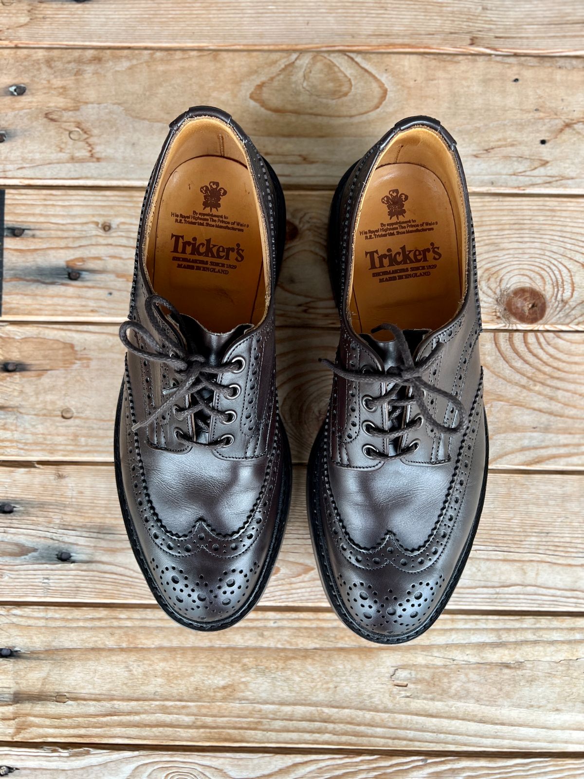 Photo by palletshots on October 1, 2022 of the Tricker's Bourton Country Shoe in Espresso Burnished Calf.