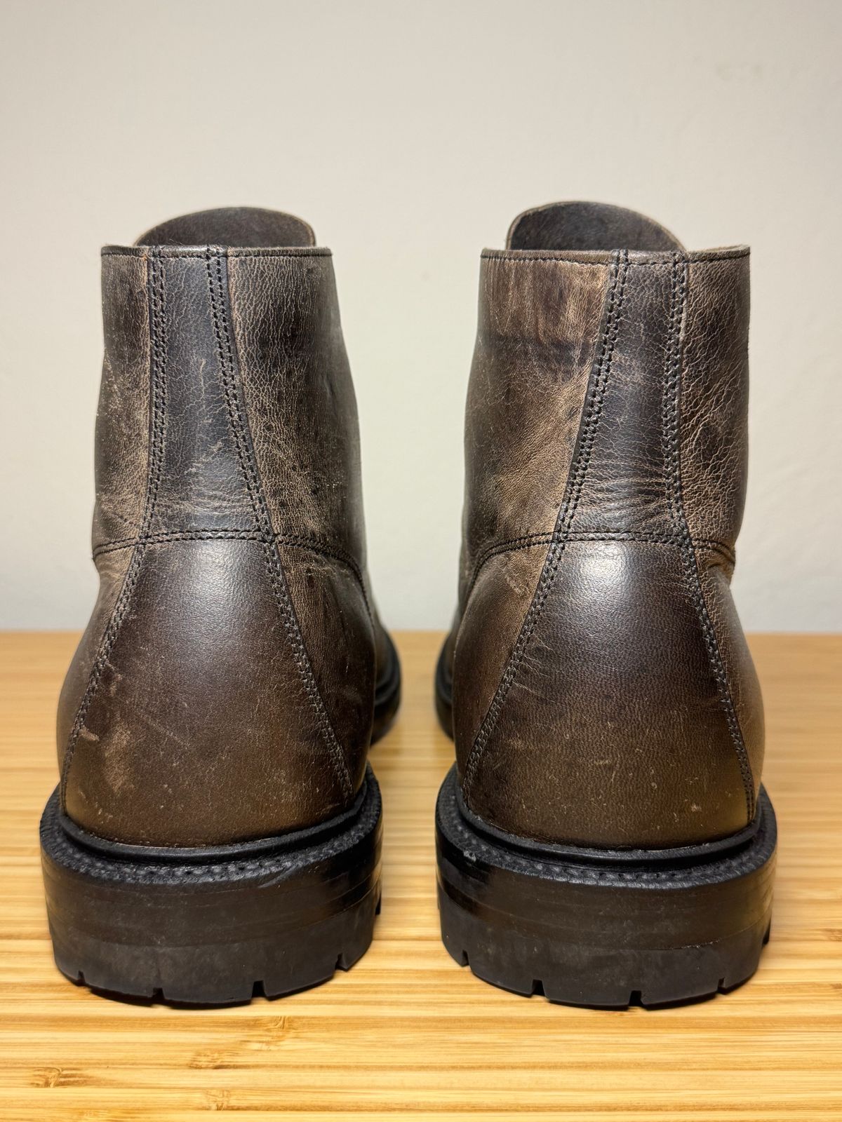 Photo by scottwaves on December 6, 2024 of the Grant Stone Brass Boot in Gallun Charcoal Teton Stag.