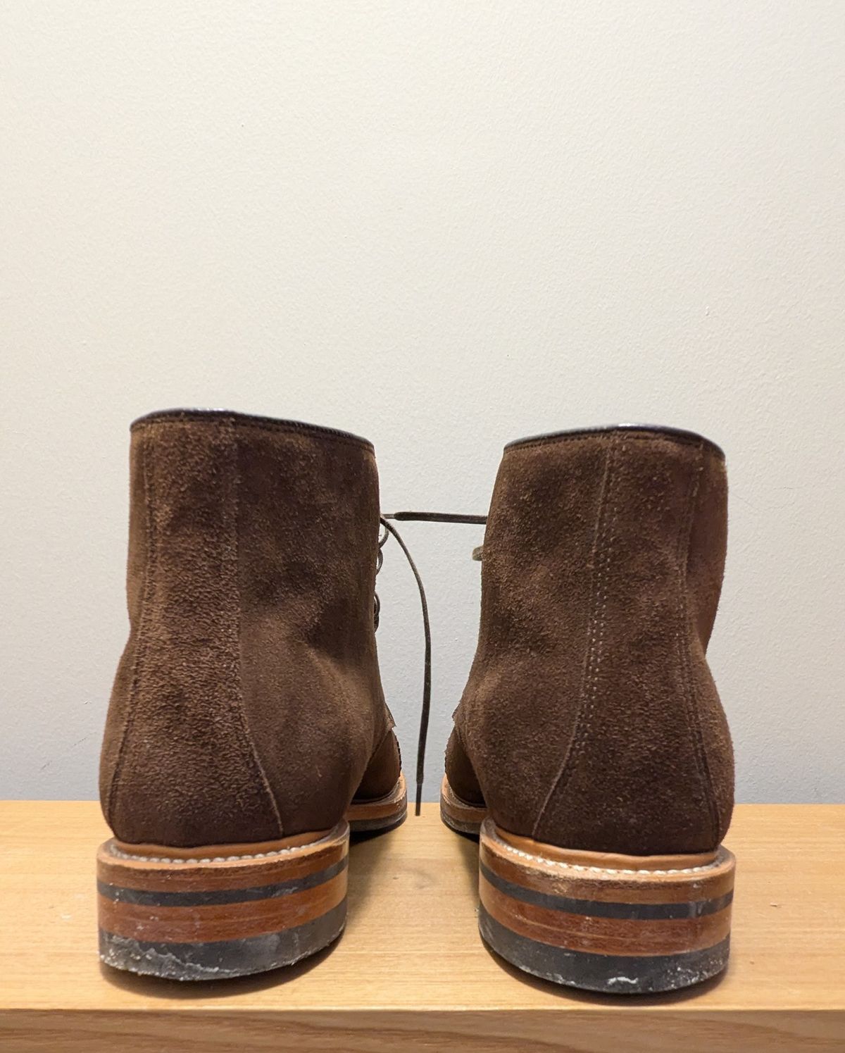 Photo by RoosAndBeavers on February 1, 2026 of the Viberg Derby Boot in C.F. Stead Brown Repello Calf Suede.
