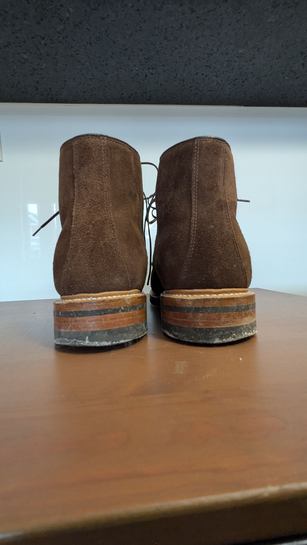 Photo by RoosAndBeavers on March 3, 2026 of the Viberg Derby Boot in C.F. Stead Brown Repello Calf Suede.
