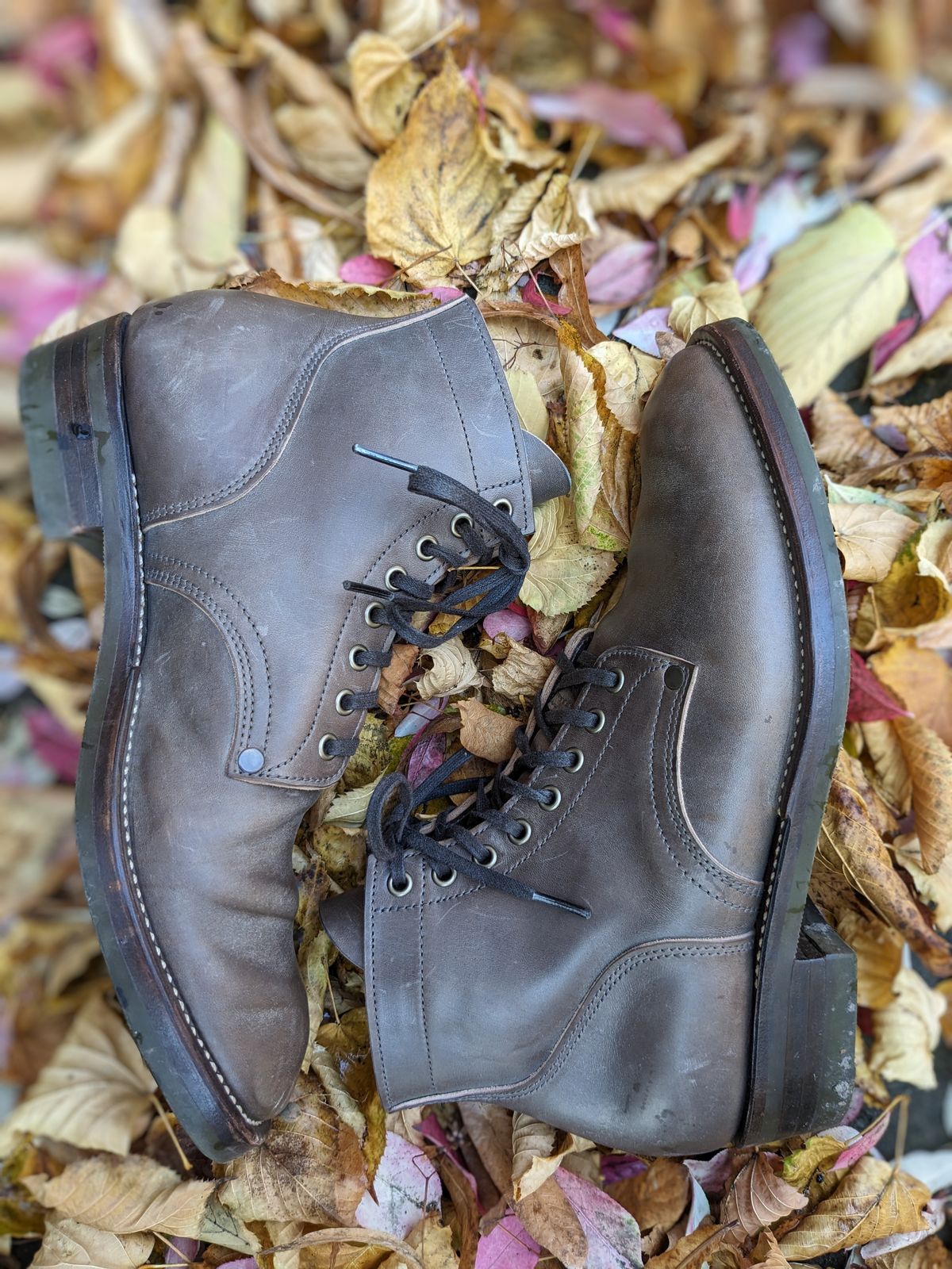 Photo by RoosAndBeavers on November 4, 2023 of the NF Bootmaker Milton Boot in Maryam Asphalt Waxed Horsebutt.