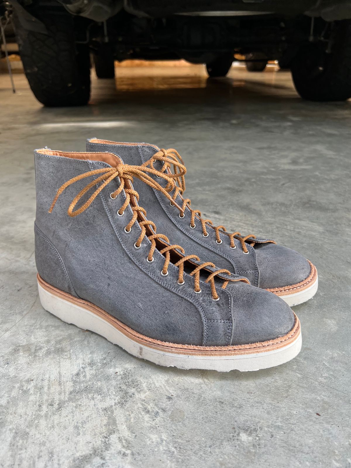 Photo by sampson1980 on October 1, 2023 of the Tricker's x Division Road Super Monkey Boot in C.F. Stead Storm Waxed Kudu.