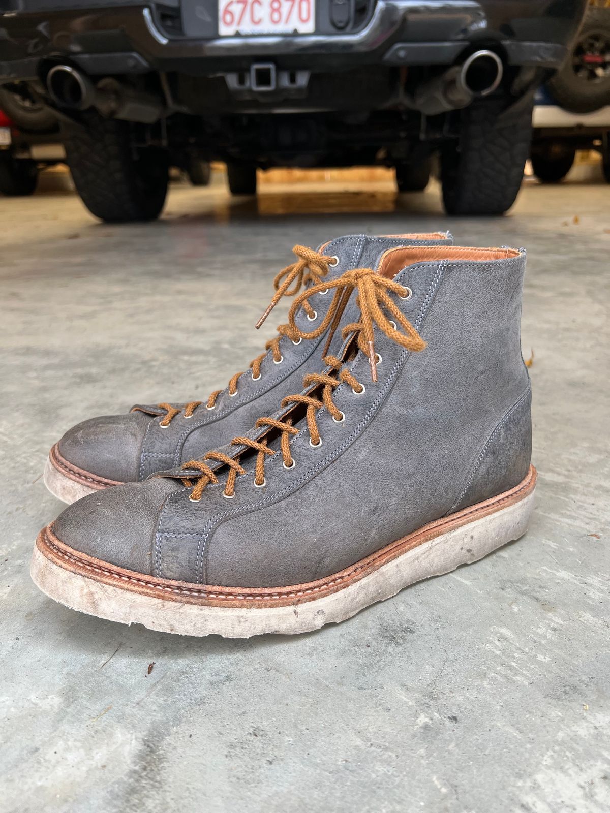 Photo by sampson1980 on November 5, 2023 of the Tricker's x Division Road Super Monkey Boot in C.F. Stead Storm Waxed Kudu.