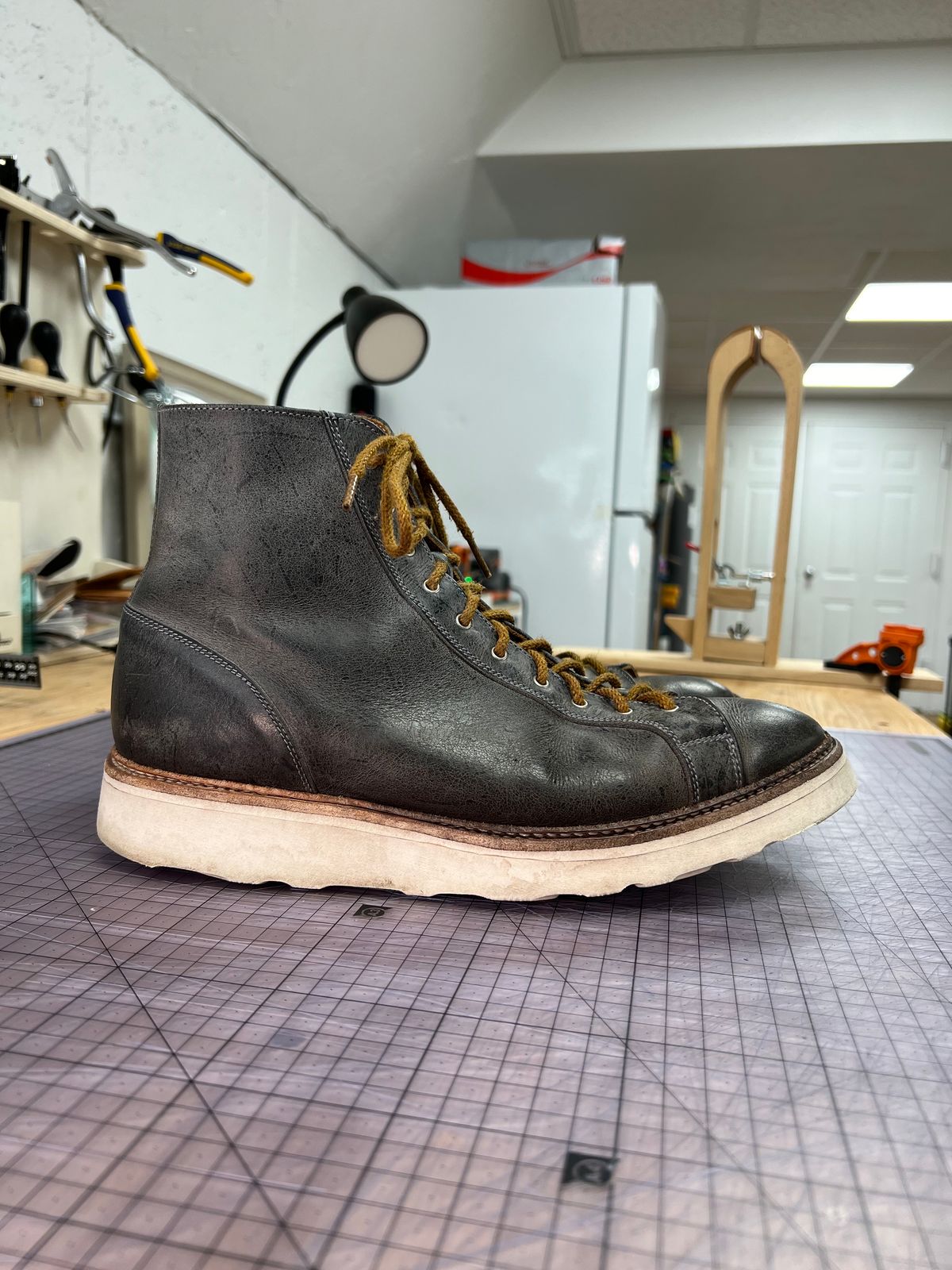 Photo by sampson1980 on January 1, 2024 of the Tricker's x Division Road Super Monkey Boot in C.F. Stead Storm Waxed Kudu.