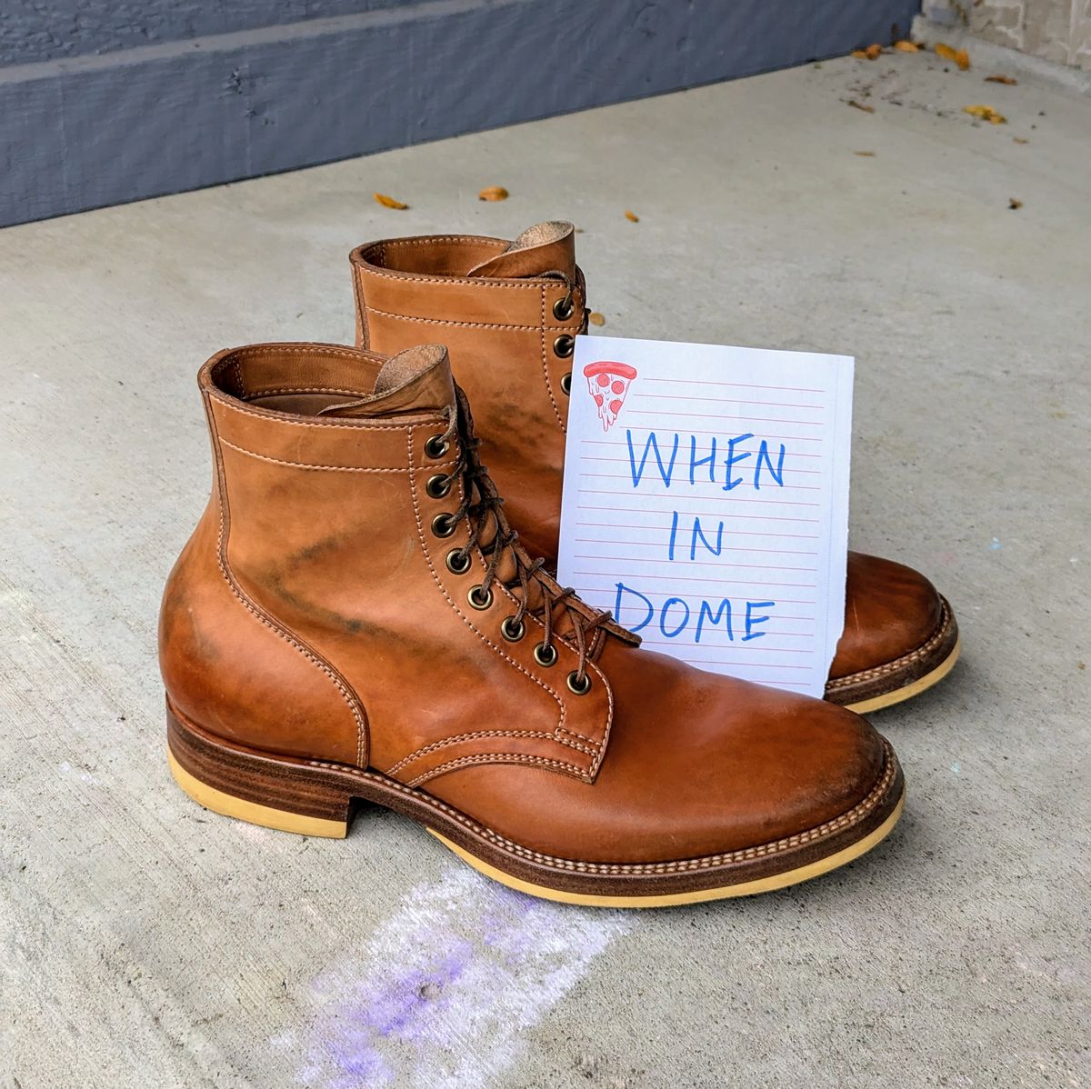 Photo by chilly on November 3, 2024 of the Flame Panda Service Boot in Maryam Natural Horsebutt.
